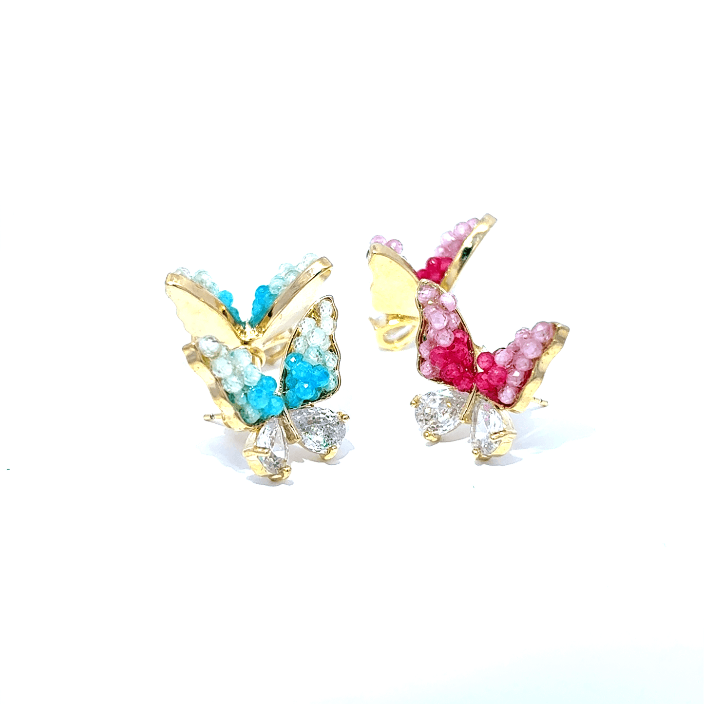 Pink Crystal Cabochon Stud Earrings