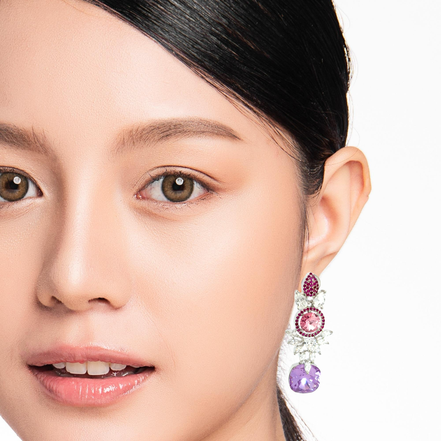 Elegant Pink and Purple Drop Earrings