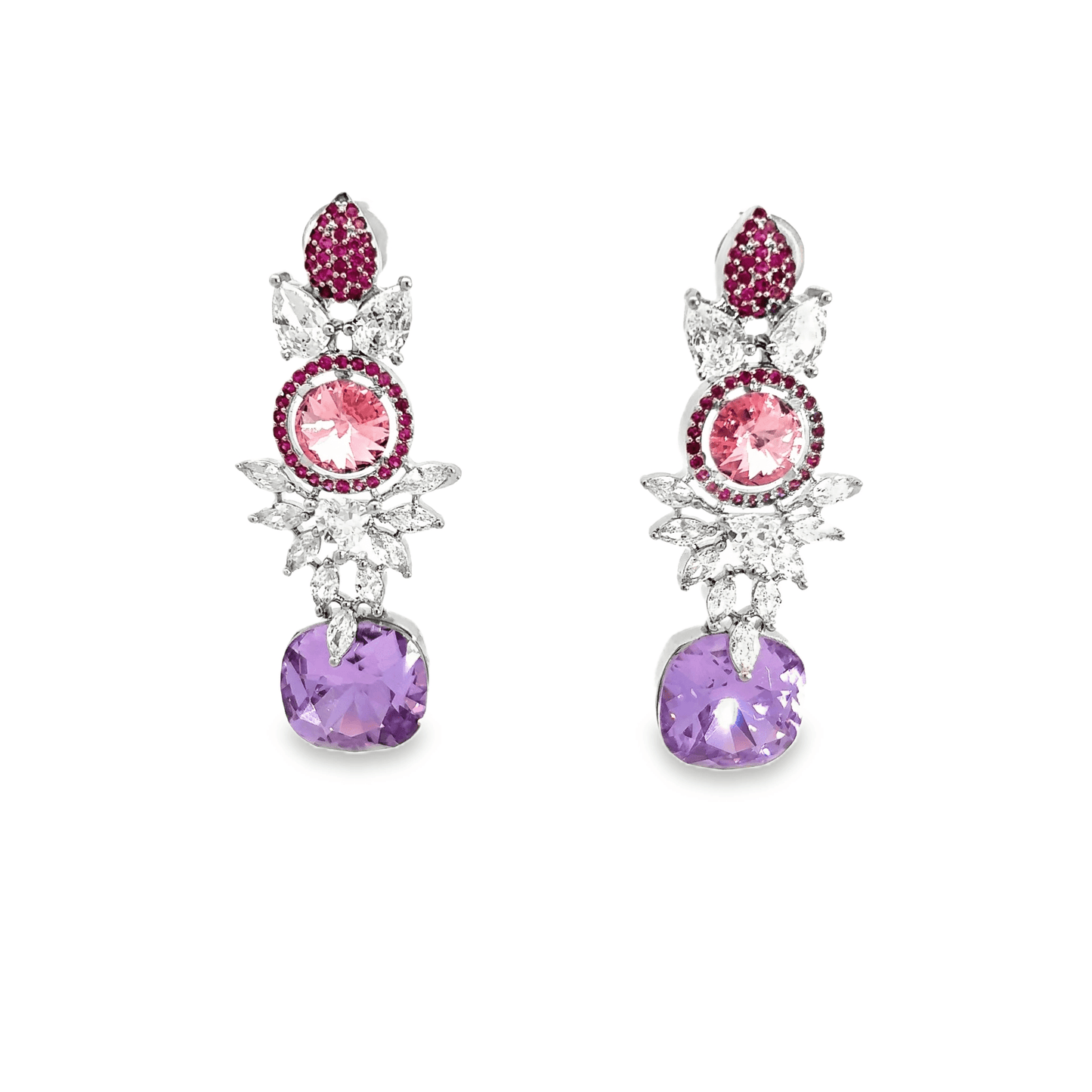 Elegant Pink and Purple Drop Earrings
