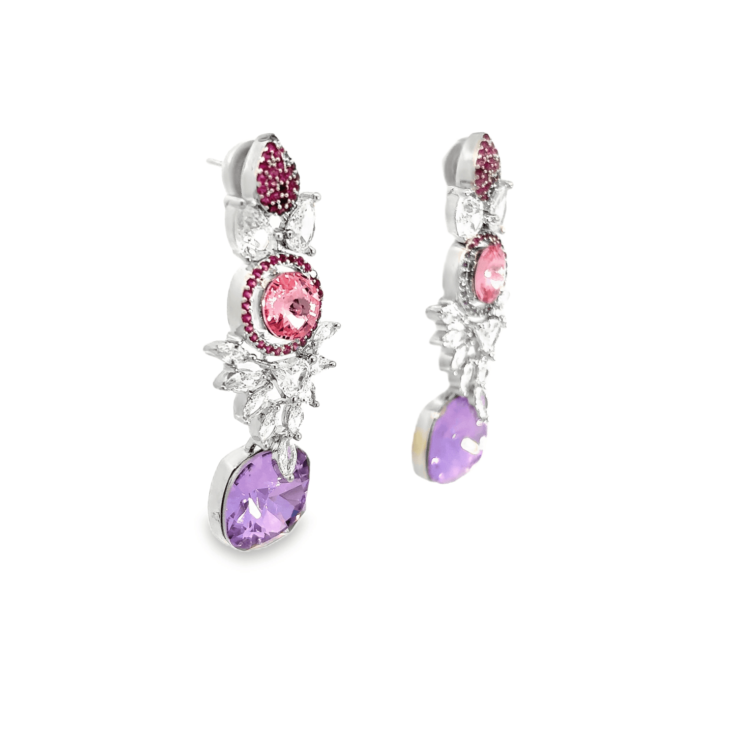 Elegant Pink and Purple Drop Earrings