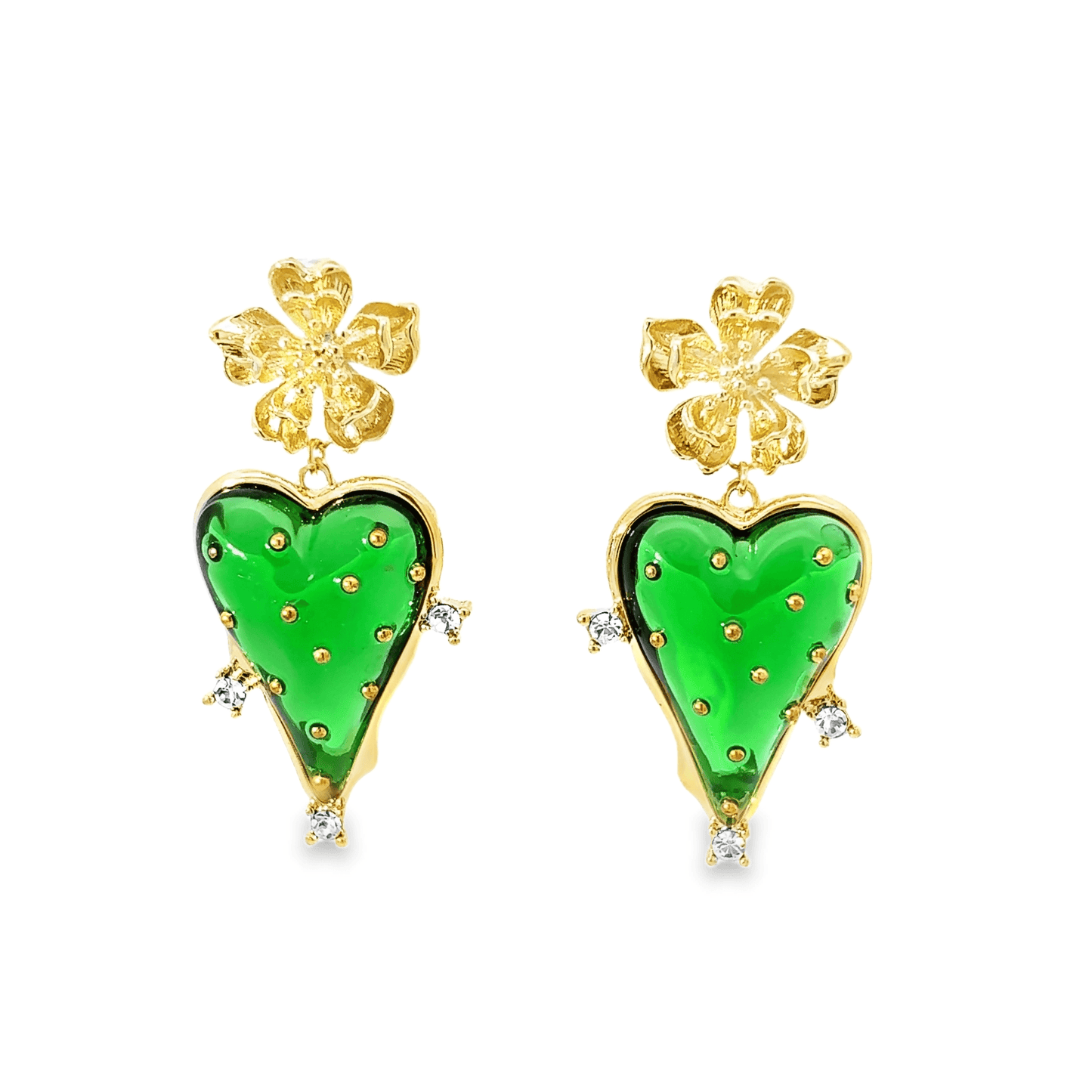 Vibrant Green Heart Earrings