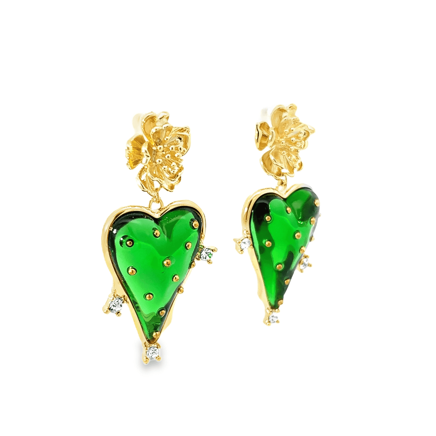 Vibrant Green Heart Earrings