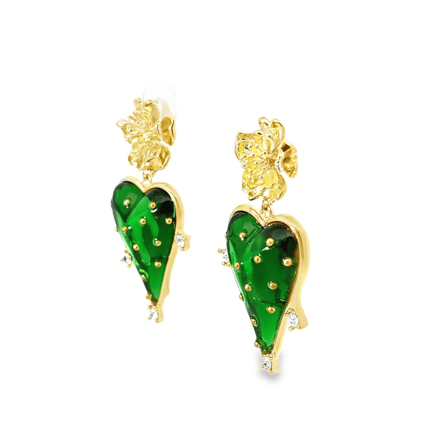 Vibrant Green Heart Earrings