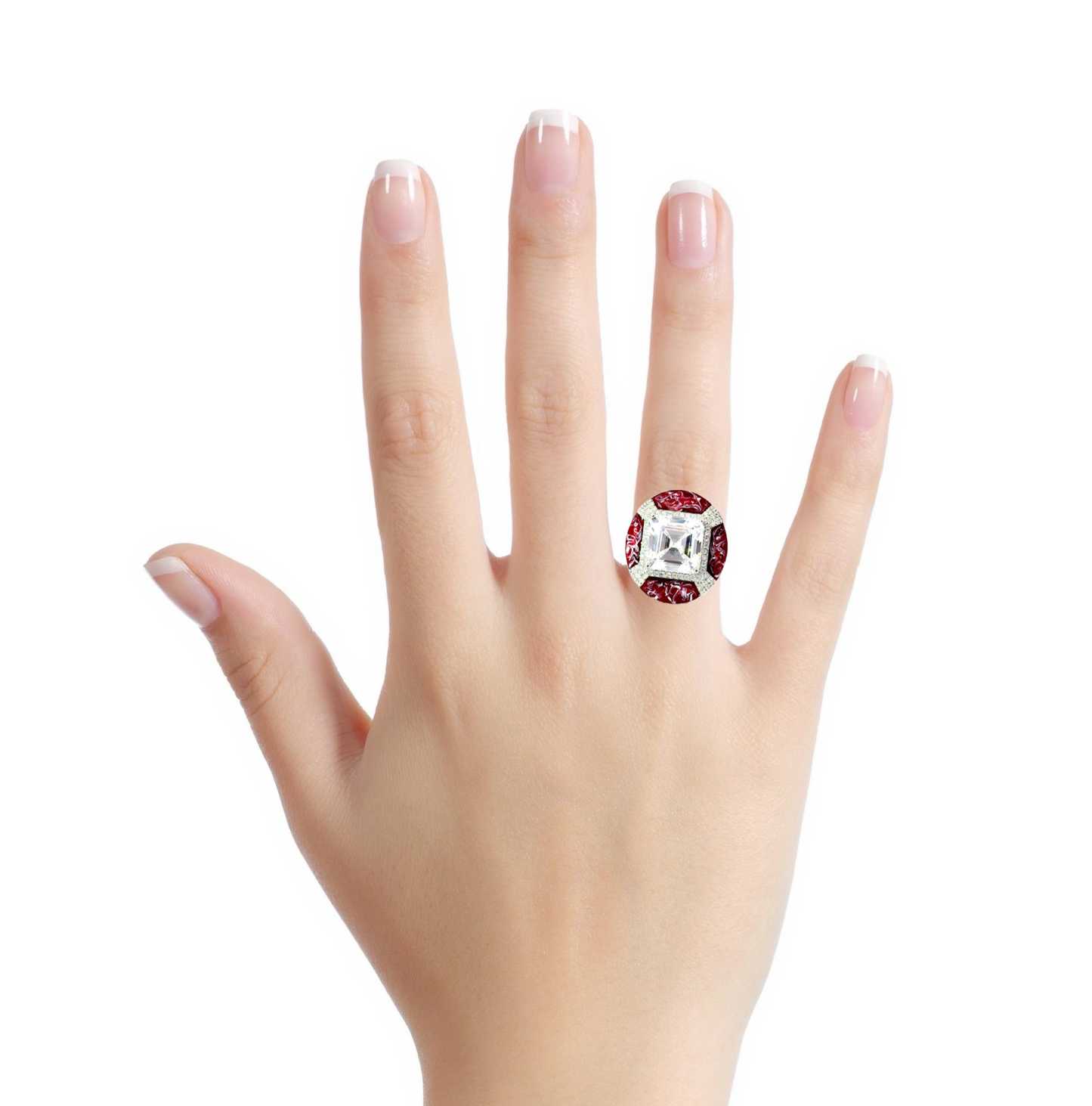 Elegant Red and Clear Gemstone Ring