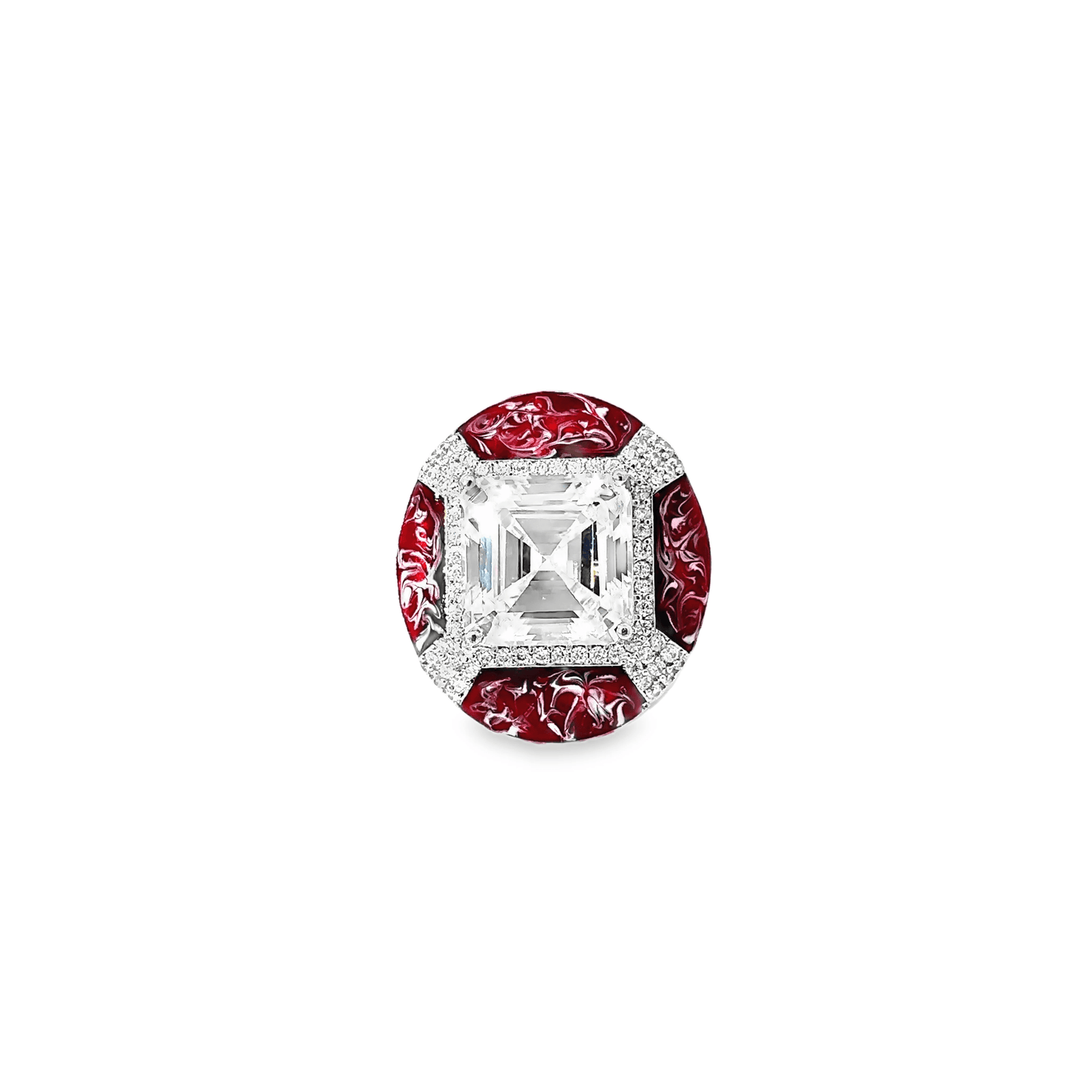 Elegant Red and Clear Gemstone Ring