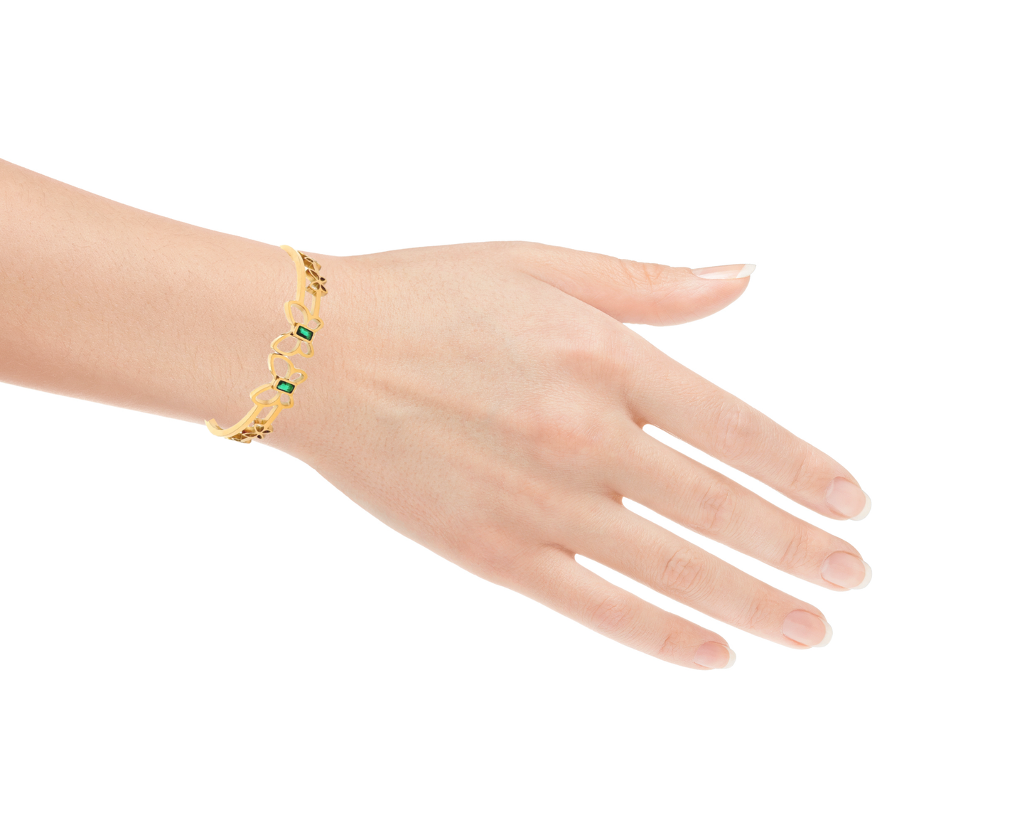 Elegant Butterfly Green Crystal and Gold Bracelet