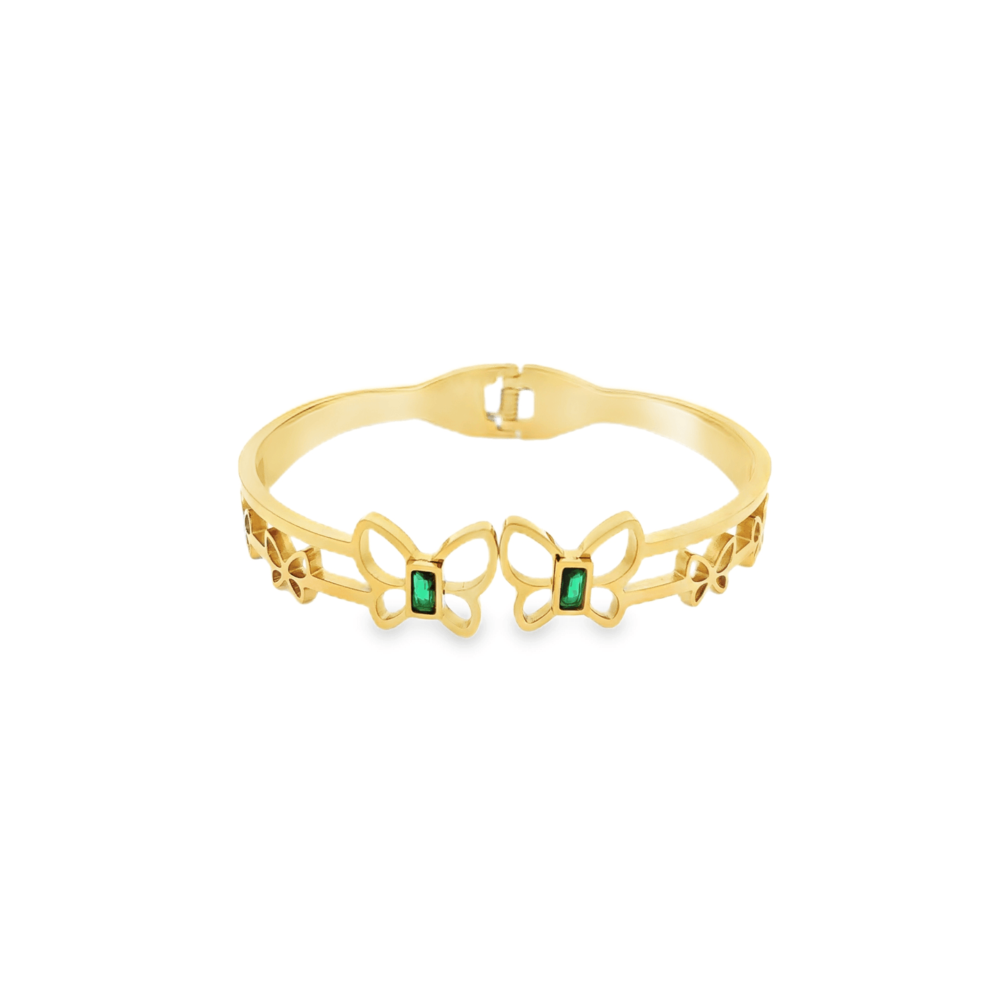 Elegant Butterfly Green Crystal and Gold Bracelet