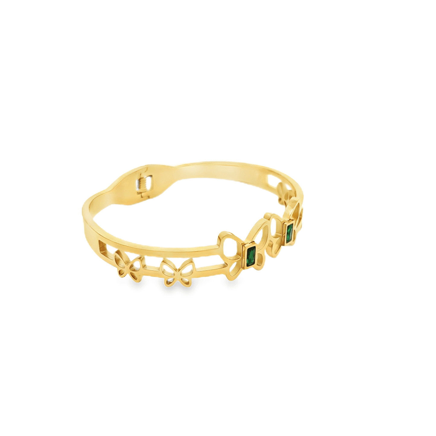 Elegant Butterfly Green Crystal and Gold Bracelet