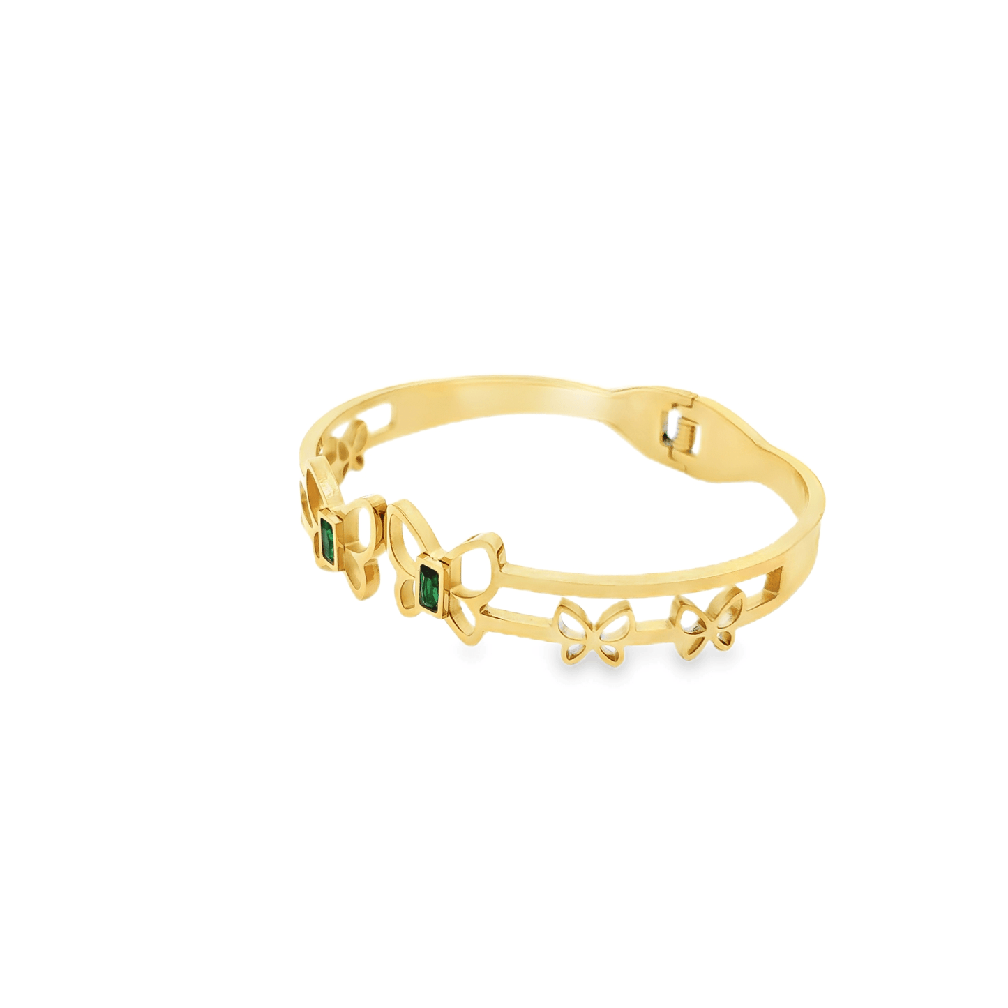 Elegant Butterfly Green Crystal and Gold Bracelet