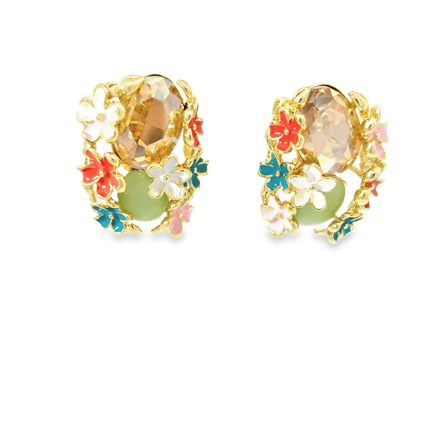 Colorful Floral Pendant with Earrings