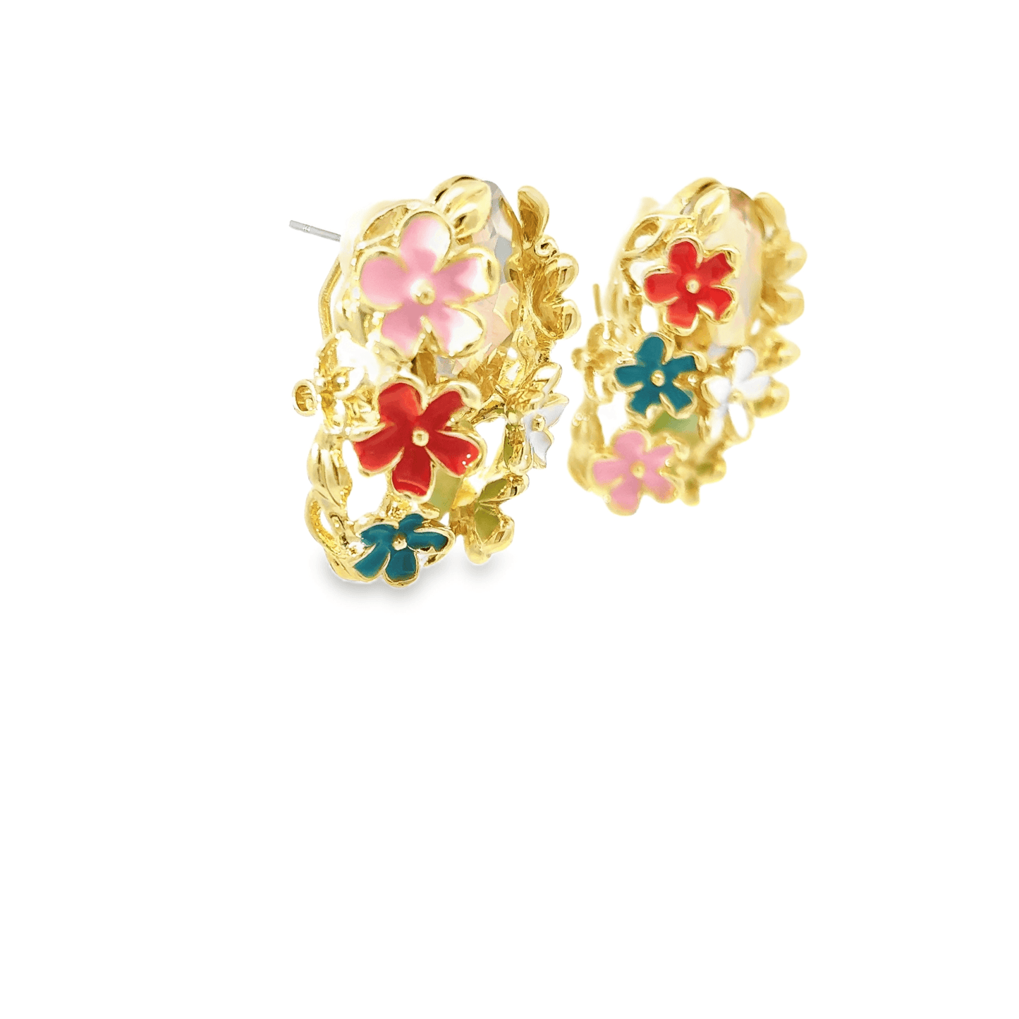 Colorful Floral Pendant with Earrings