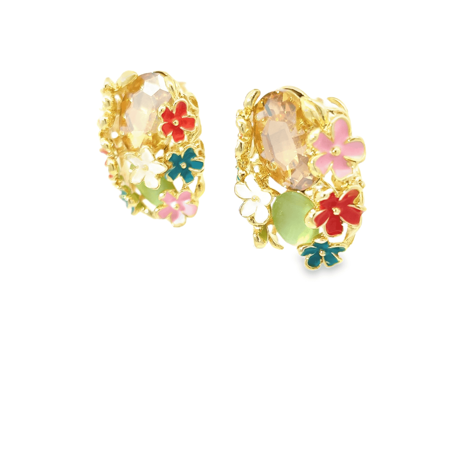 Colorful Floral Pendant with Earrings