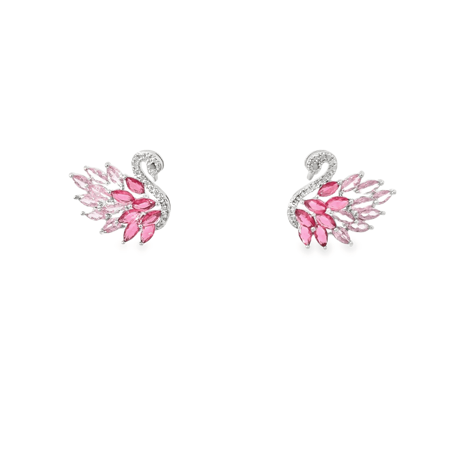 Elegant Pink Swan Studs