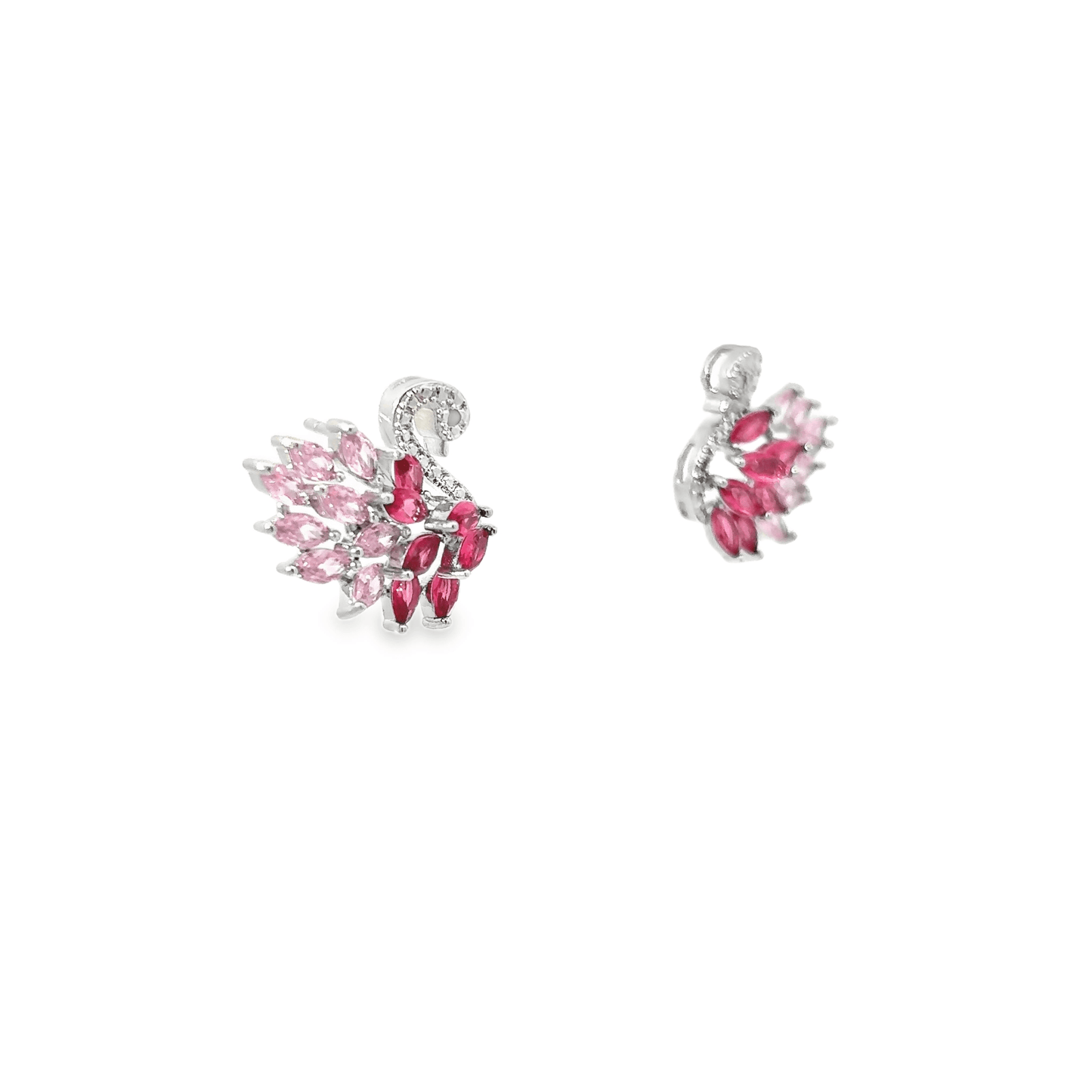 Elegant Pink Swan Studs