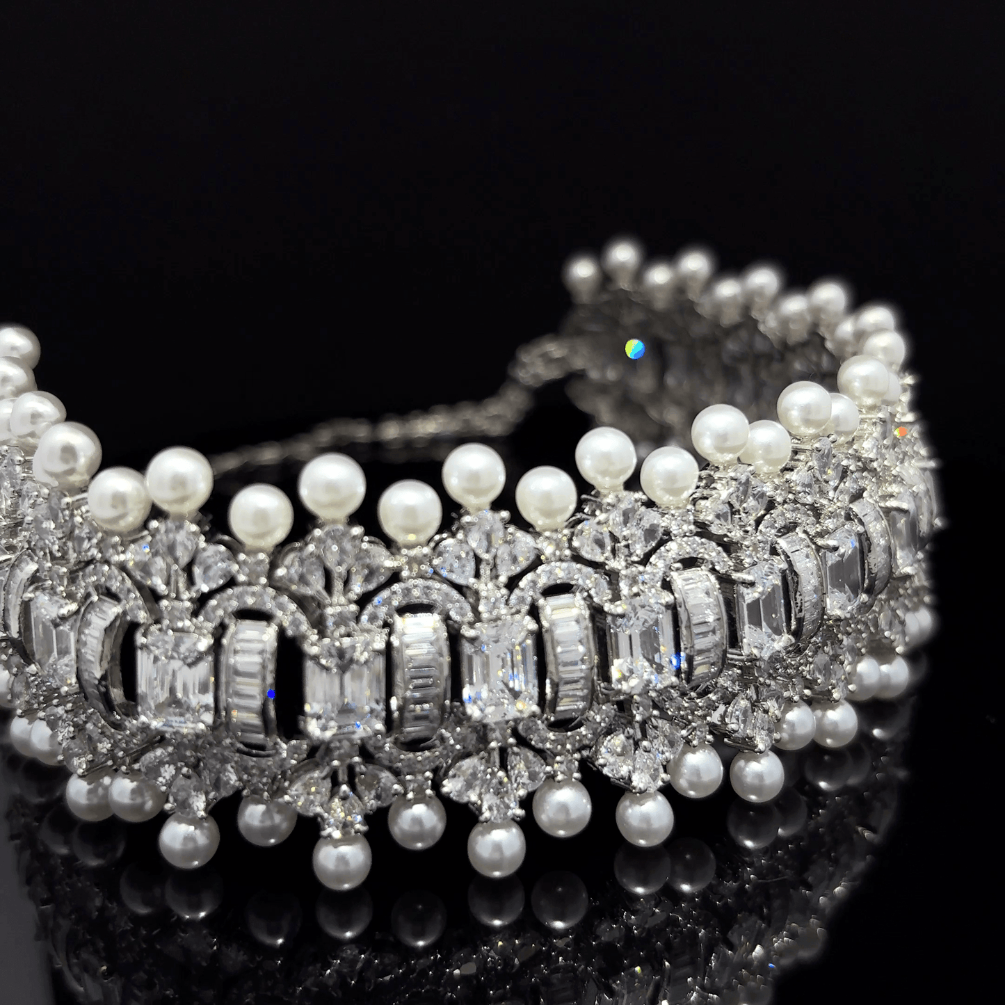 Elegant Silver and Pearl Chokar