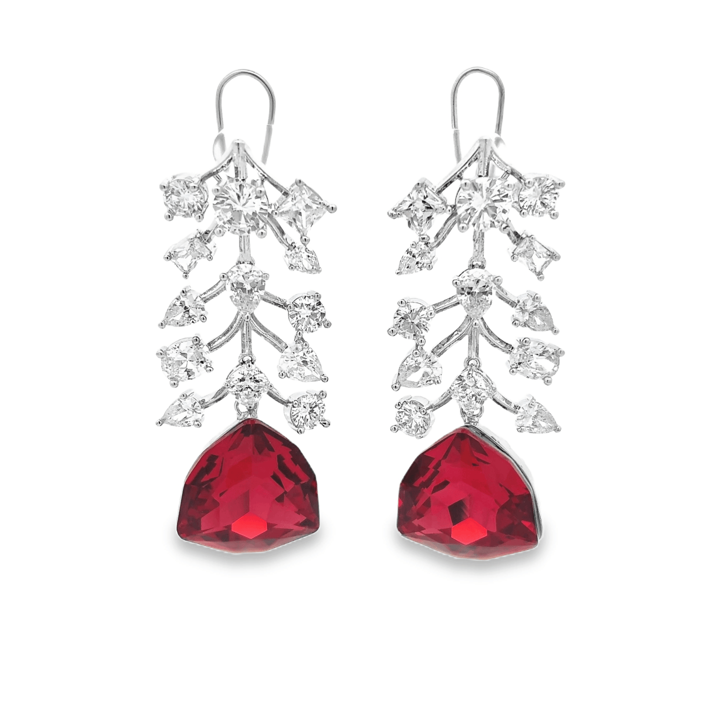Elegant Silver Necklace with Red Crystal