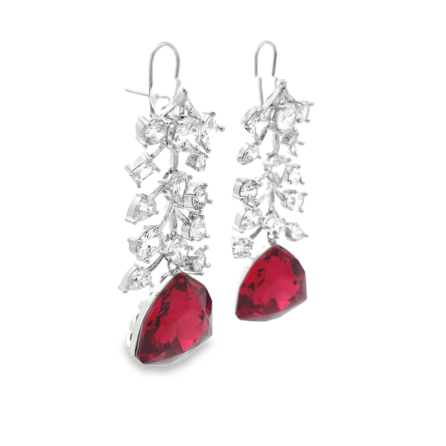 Elegant Silver Necklace with Red Crystal