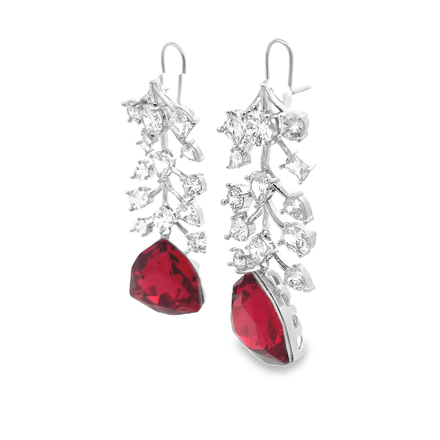 Elegant Silver Necklace with Red Crystal