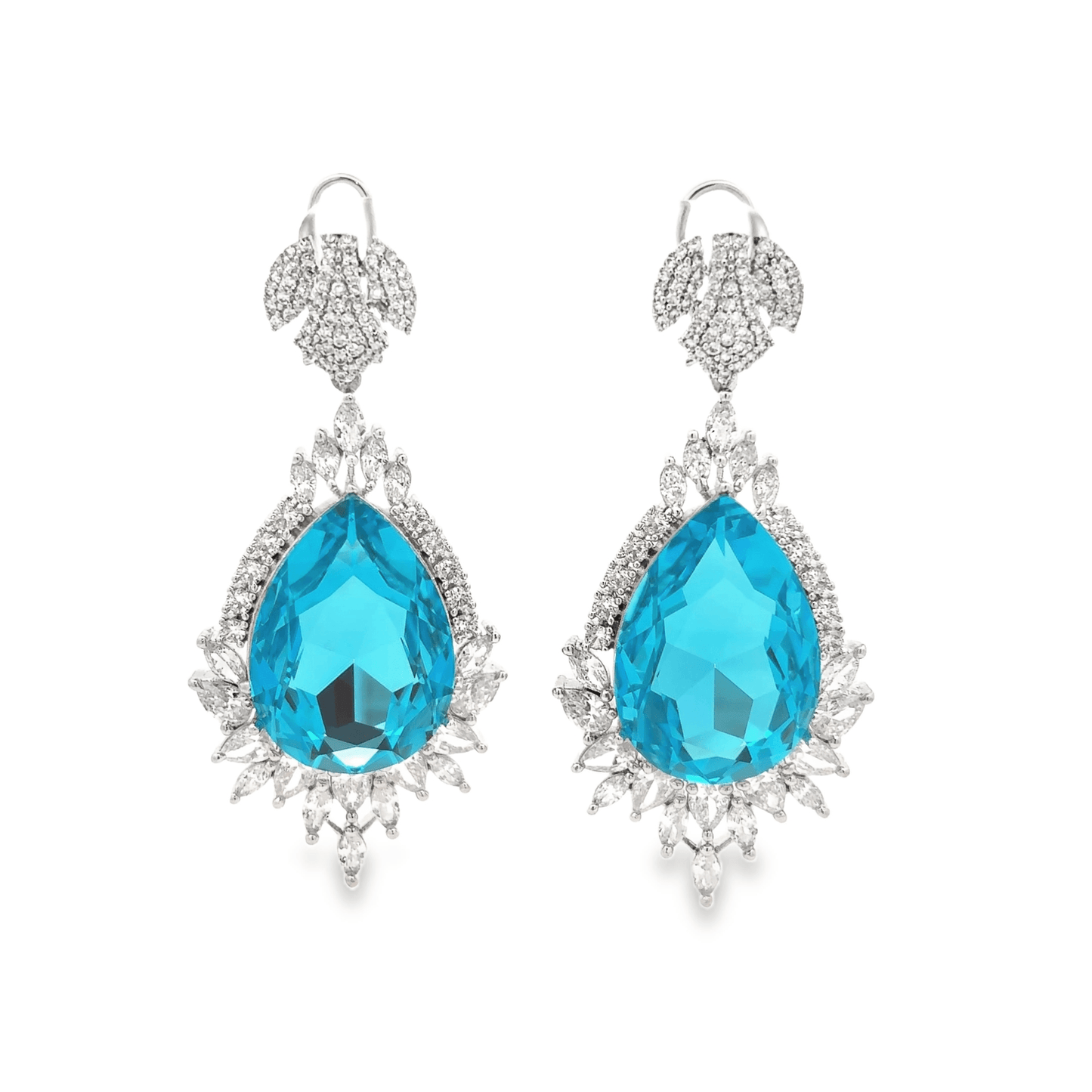 Sparkling Drop Blue Sehrova Crystal Long Necklace