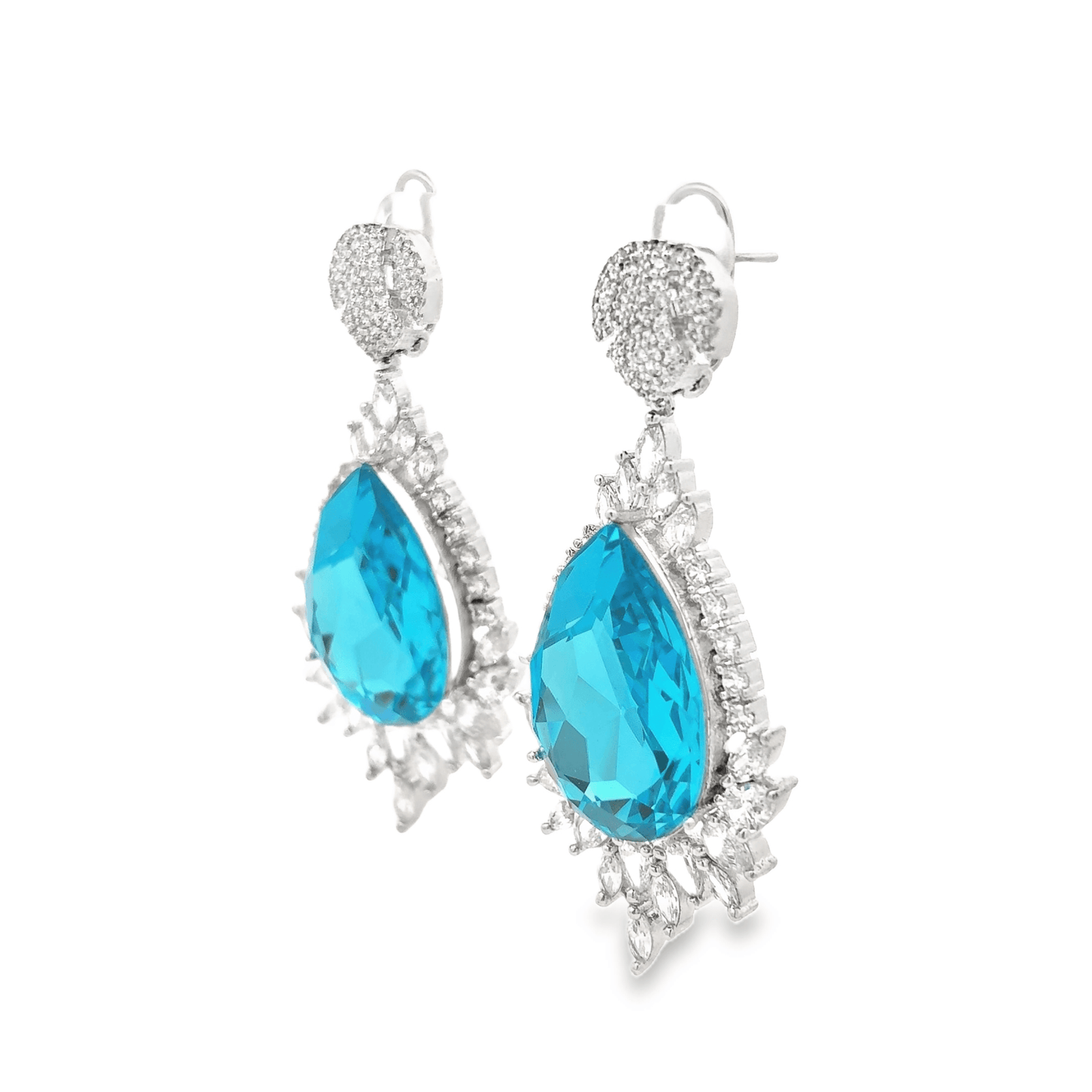 Sparkling Drop Blue Sehrova Crystal Long Necklace