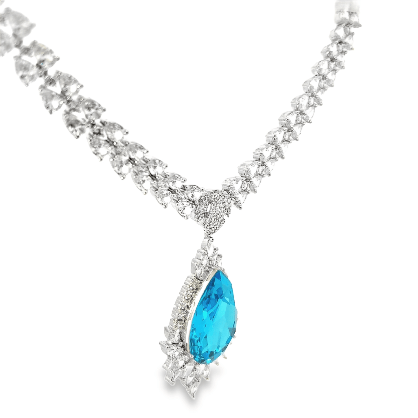 Sparkling Drop Blue Sehrova Crystal Long Necklace