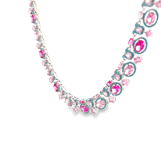 Elegant Pink and Blue Necklace