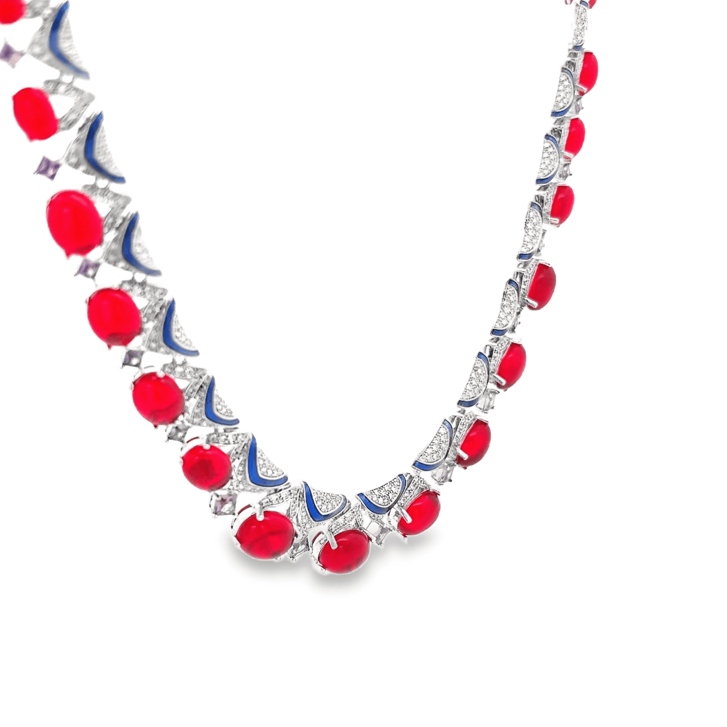 Elegant Red and Blue Necklace