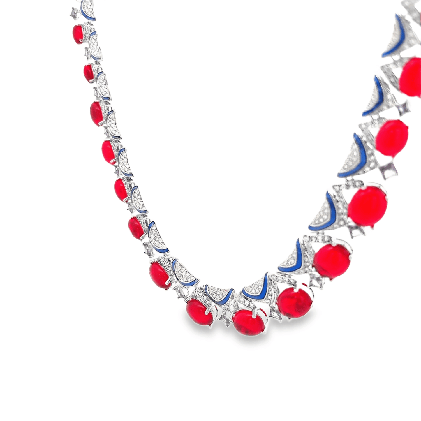 Elegant Red and Blue Necklace