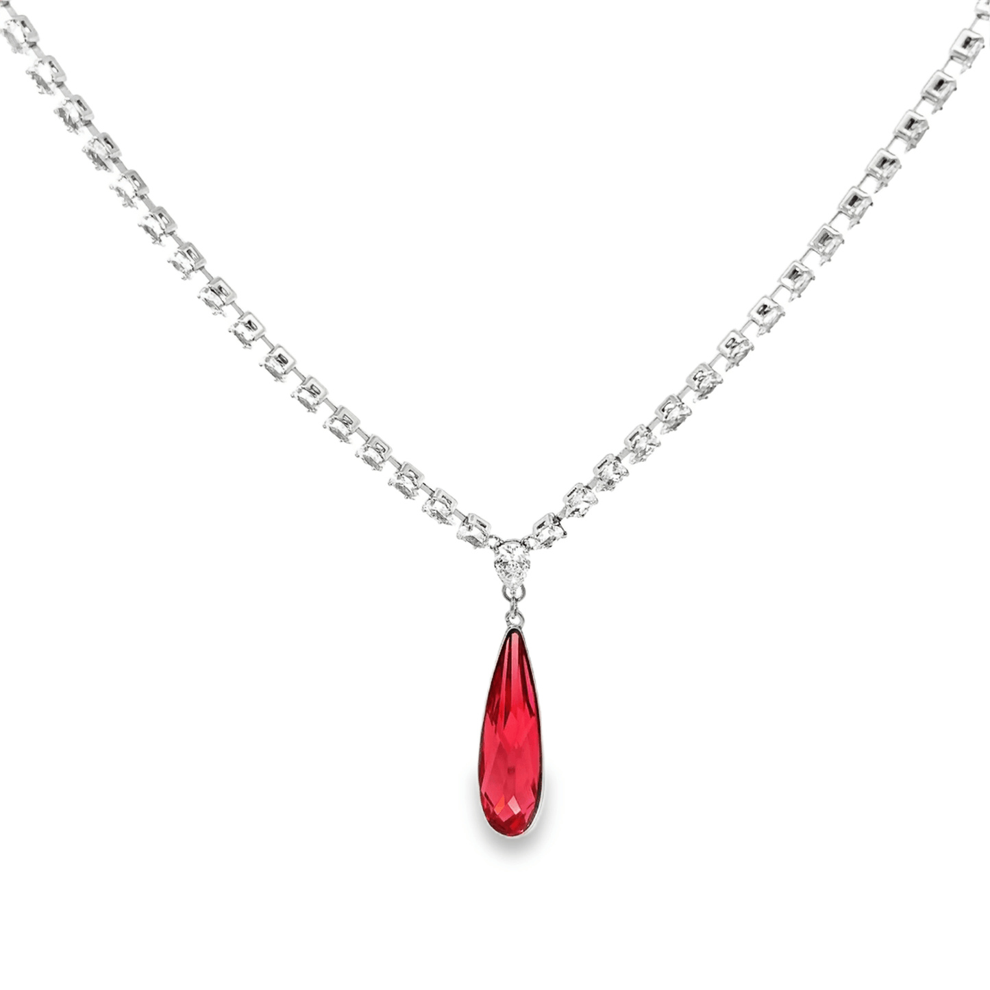 Elegant Red Rhinestone Long Pendant Style Chain