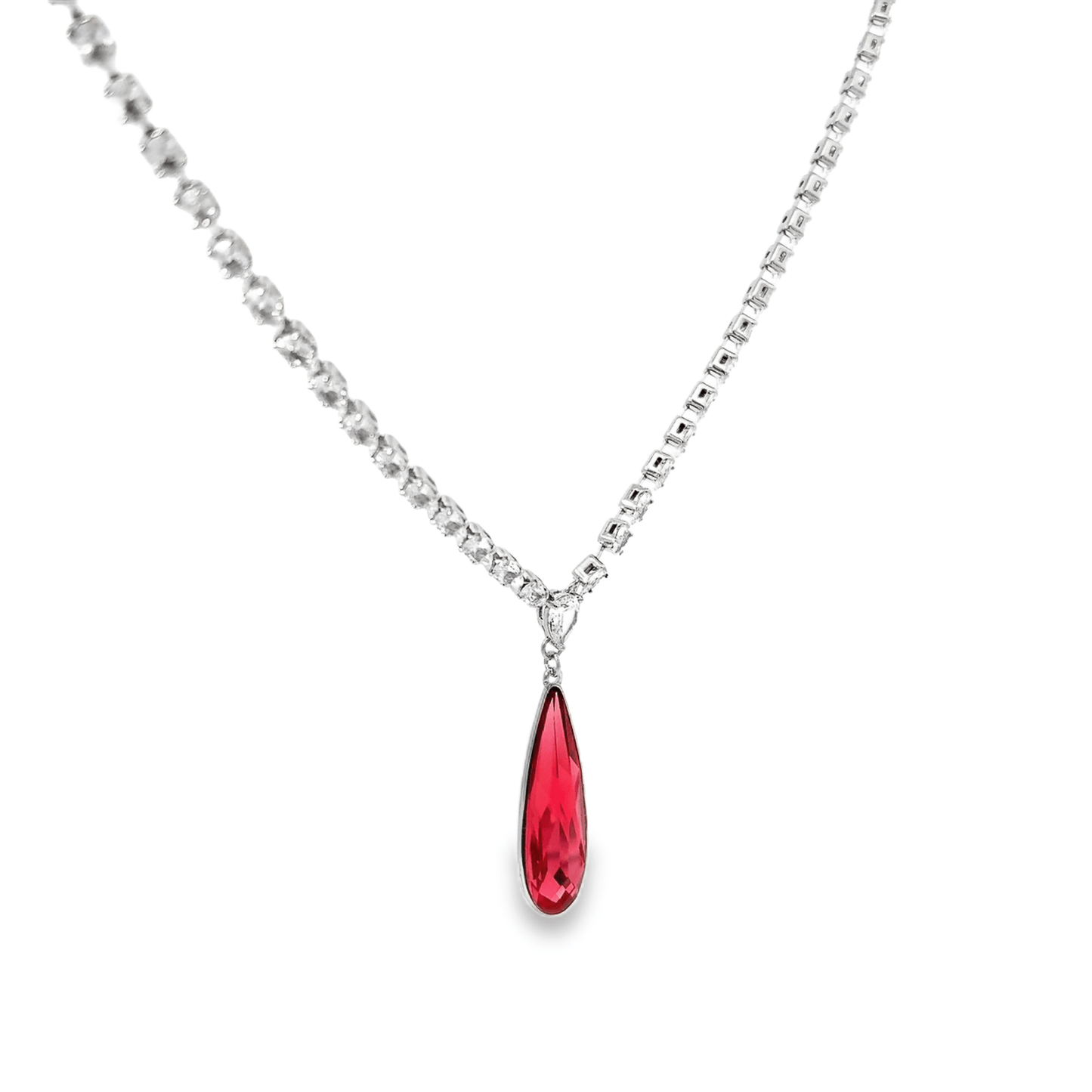 Elegant Red Rhinestone Long Pendant Style Chain