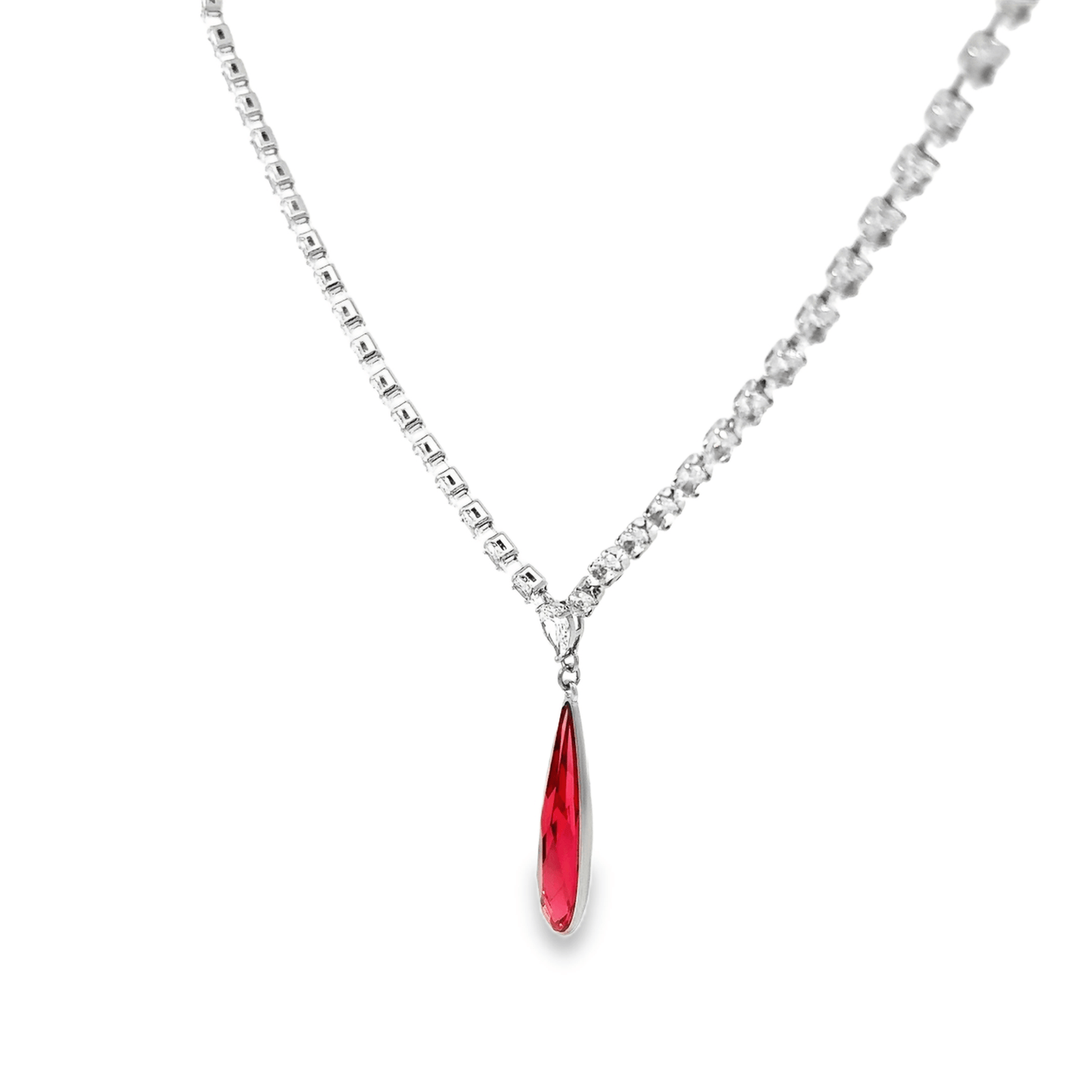 Elegant Red Rhinestone Long Pendant Style Chain