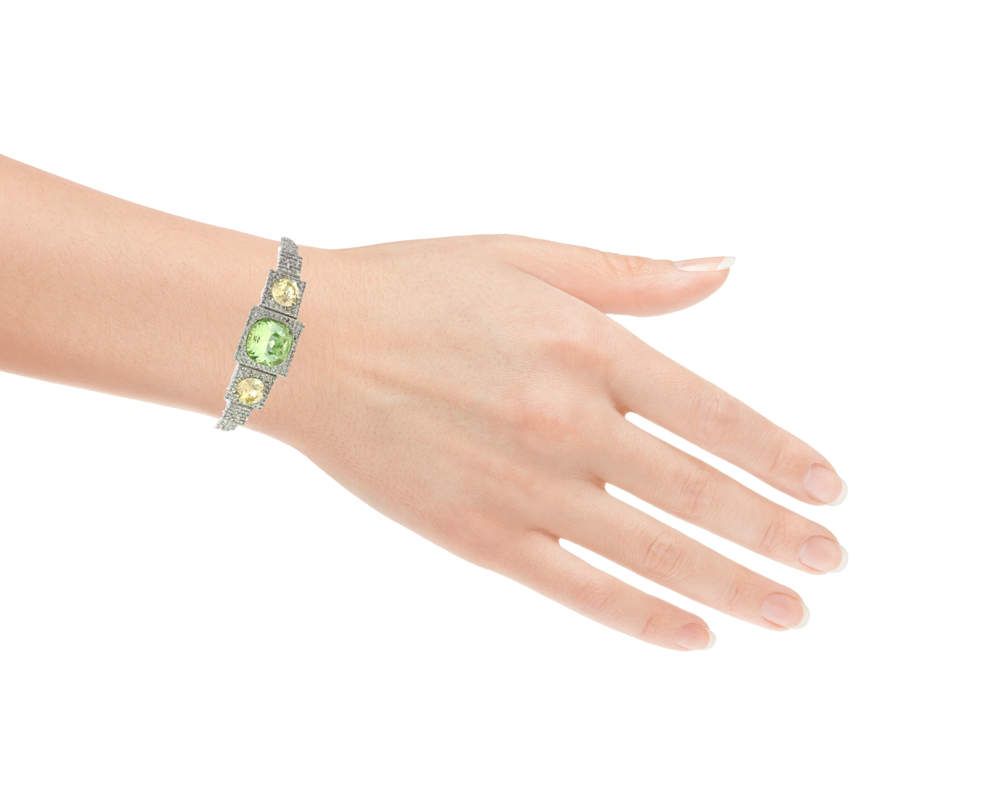 Elegant Green and Yellow Crystal Bracelet