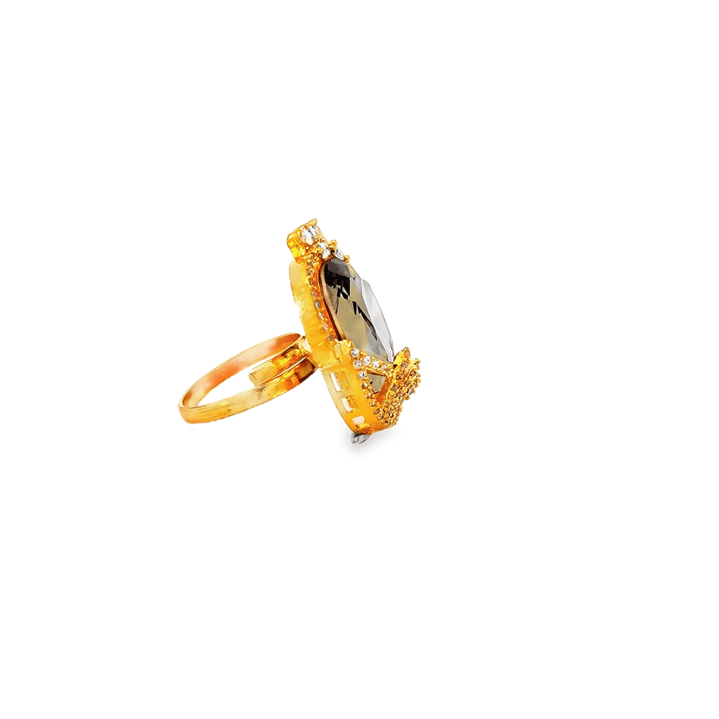 Elegant Gold and Smoky Quartz Ring