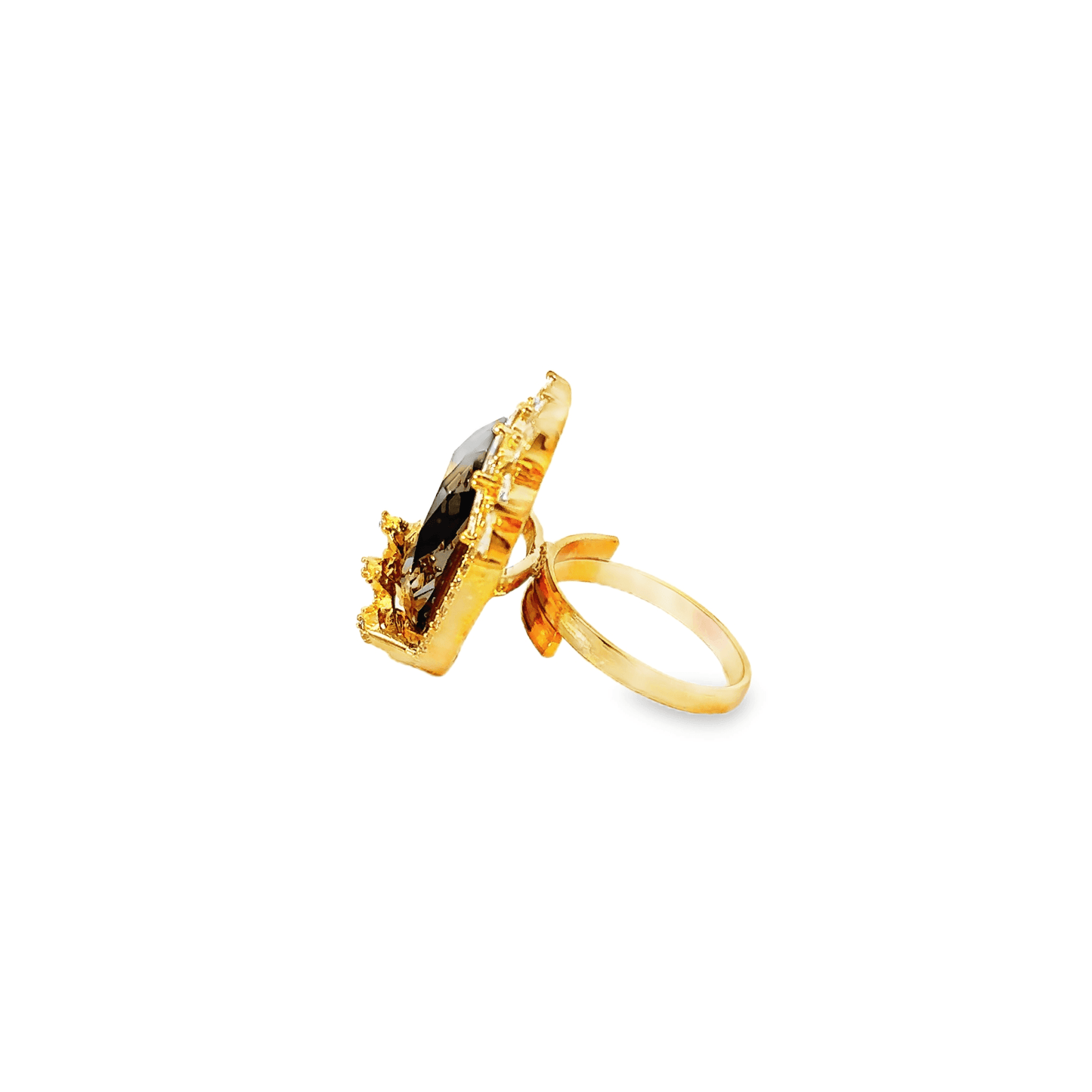 Elegant Gold and Smoky Quartz Ring