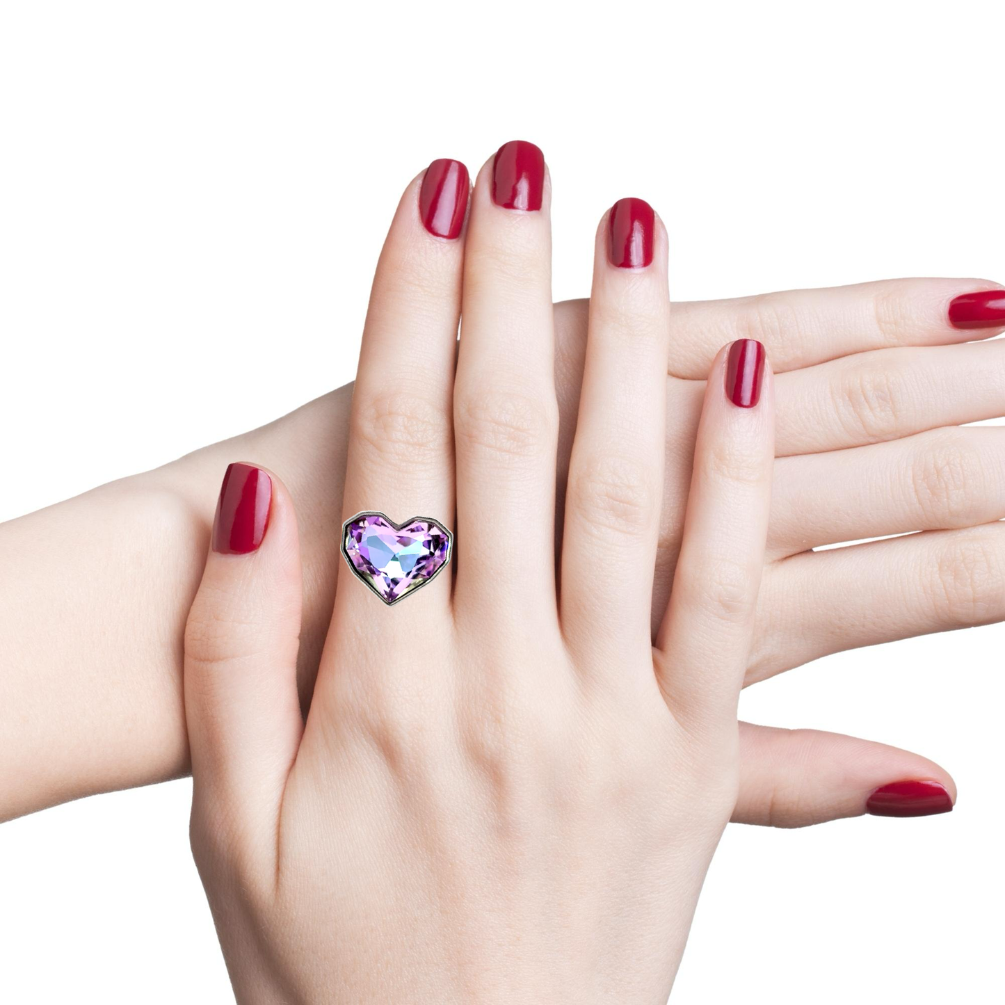 Heart-Shaped Purple Sehrova Crystal Ring