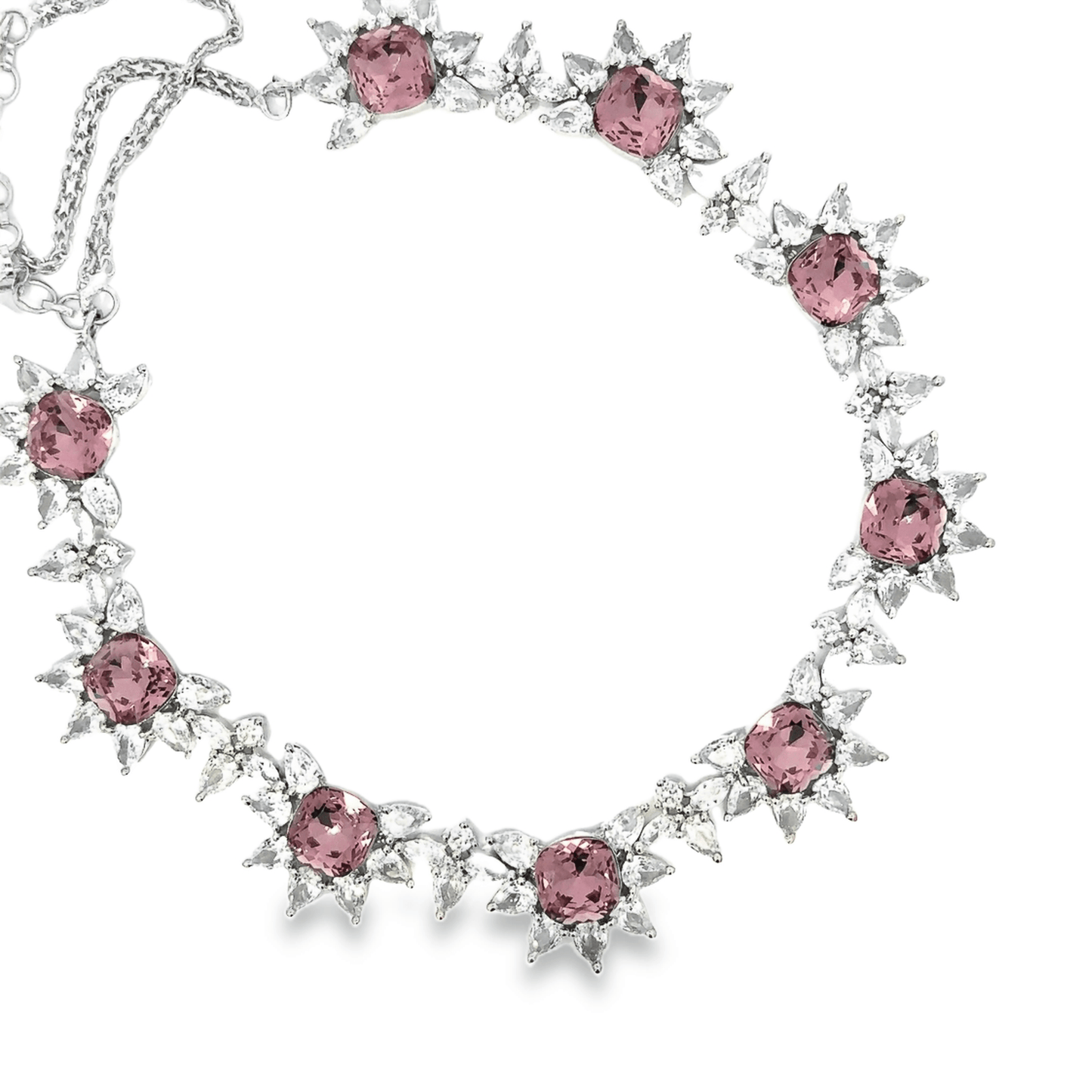 Pink Rhodium Crystal Necklace