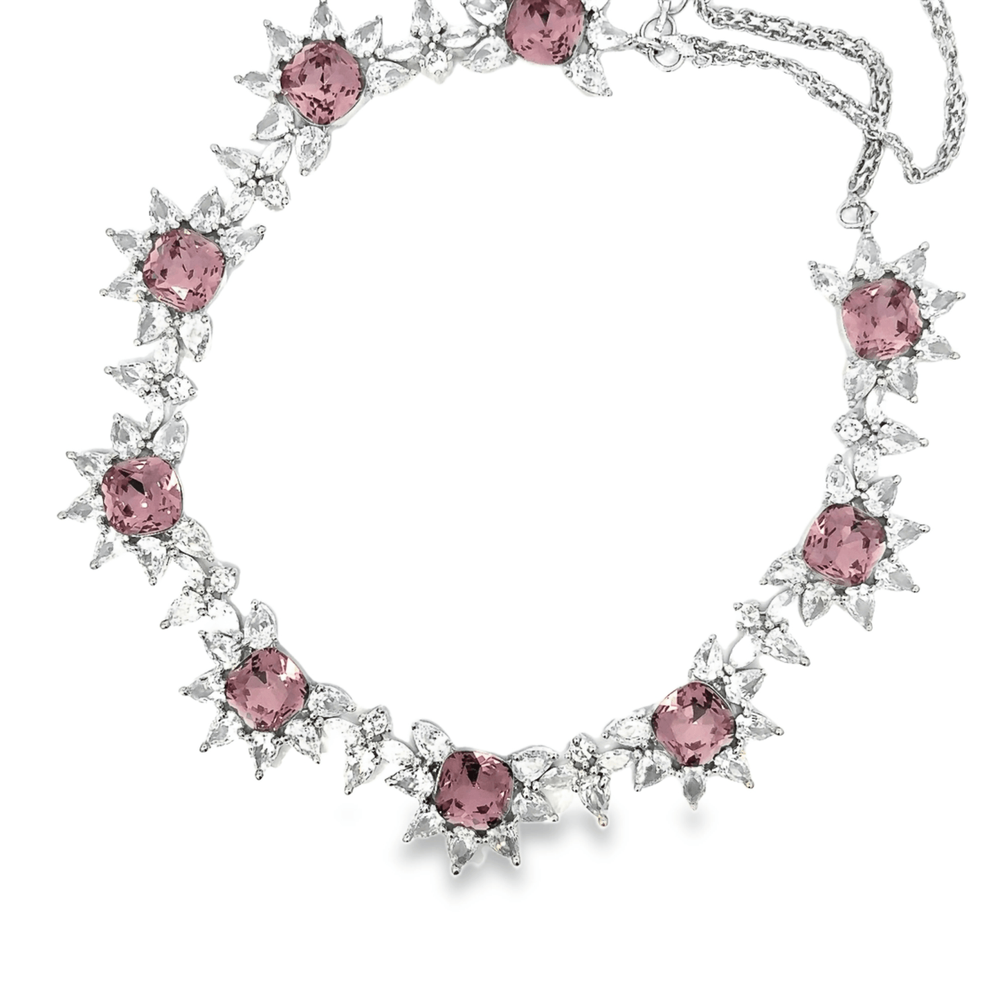 Pink Rhodium Crystal Necklace