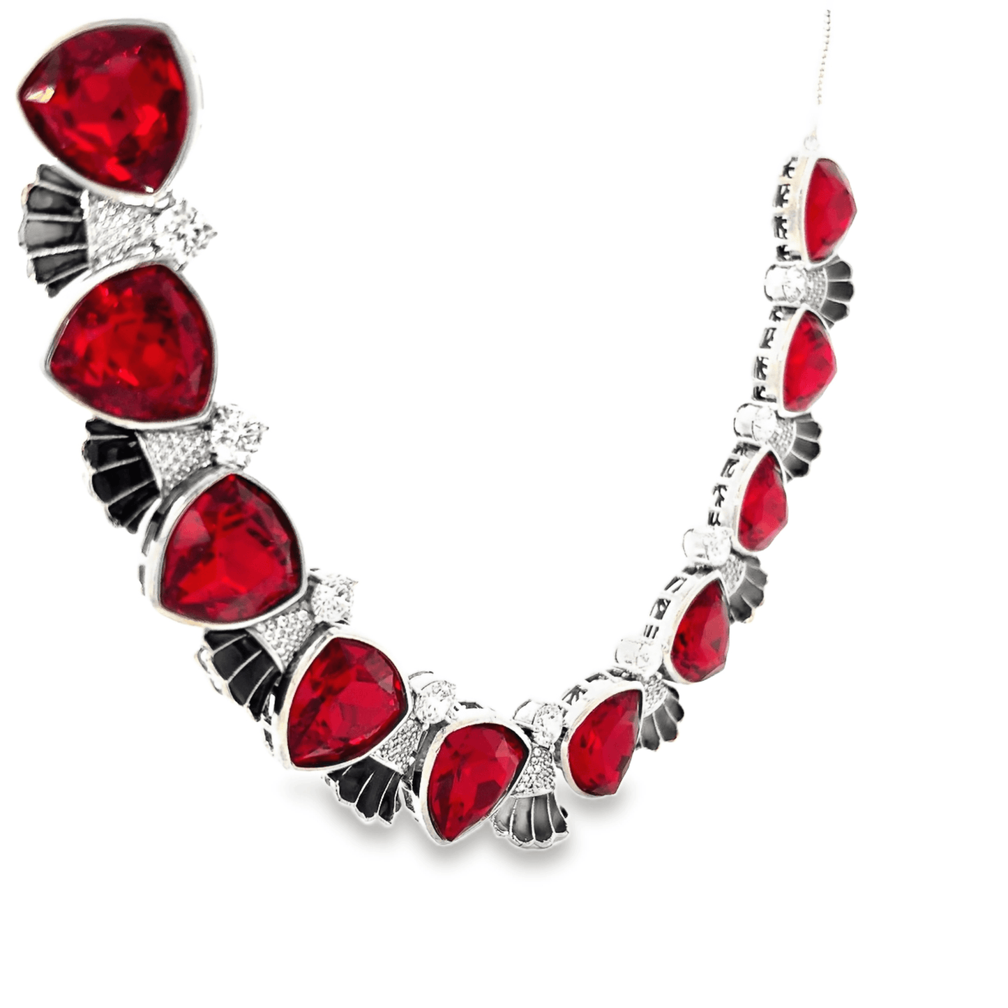 Elegant Red Crystal and Black Necklace