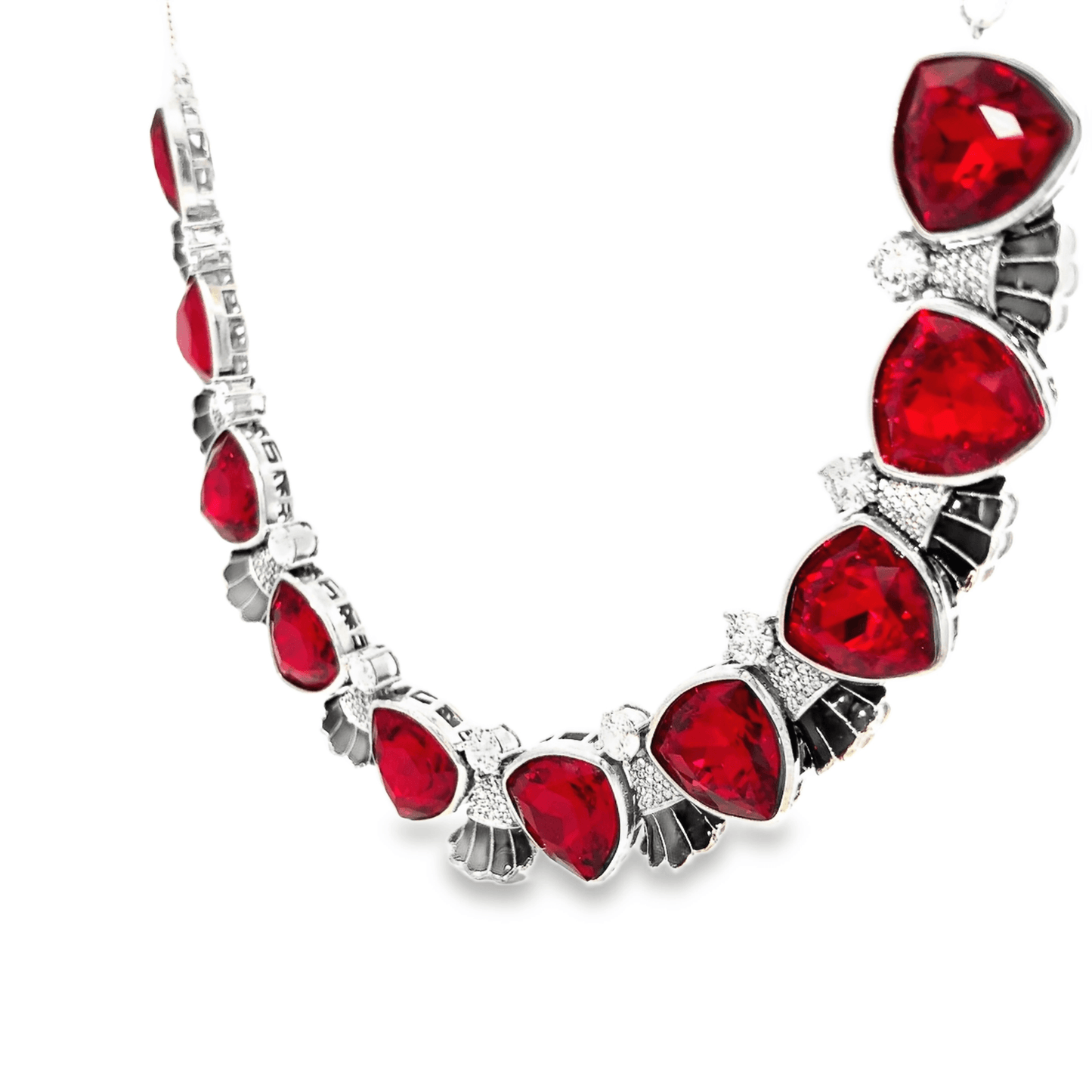 Elegant Red Crystal and Black Necklace