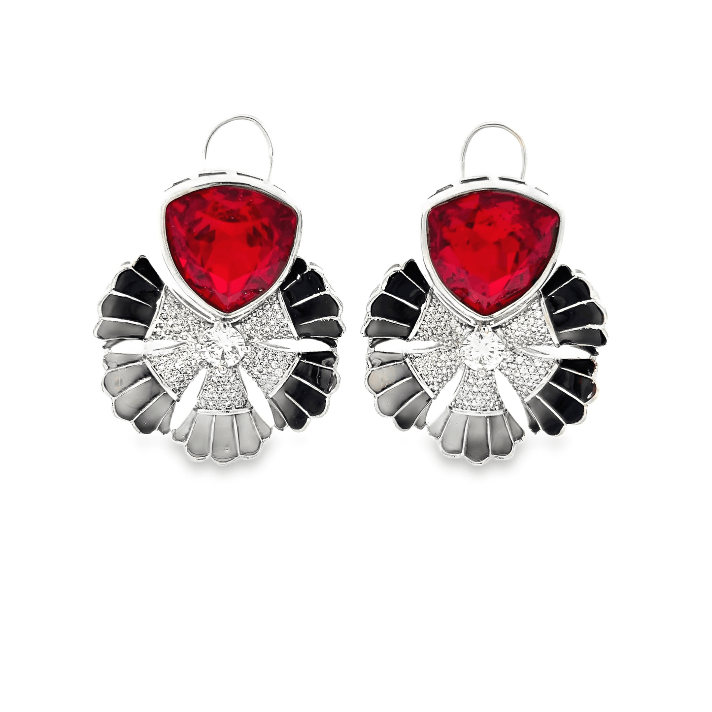 Elegant Red Crystal and Black Necklace