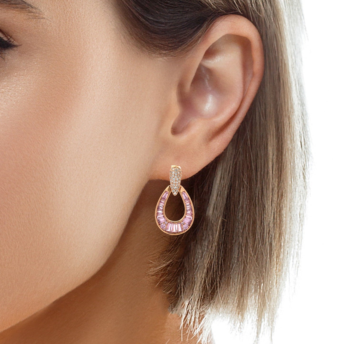 Elegant Pink Gemstone Earrings