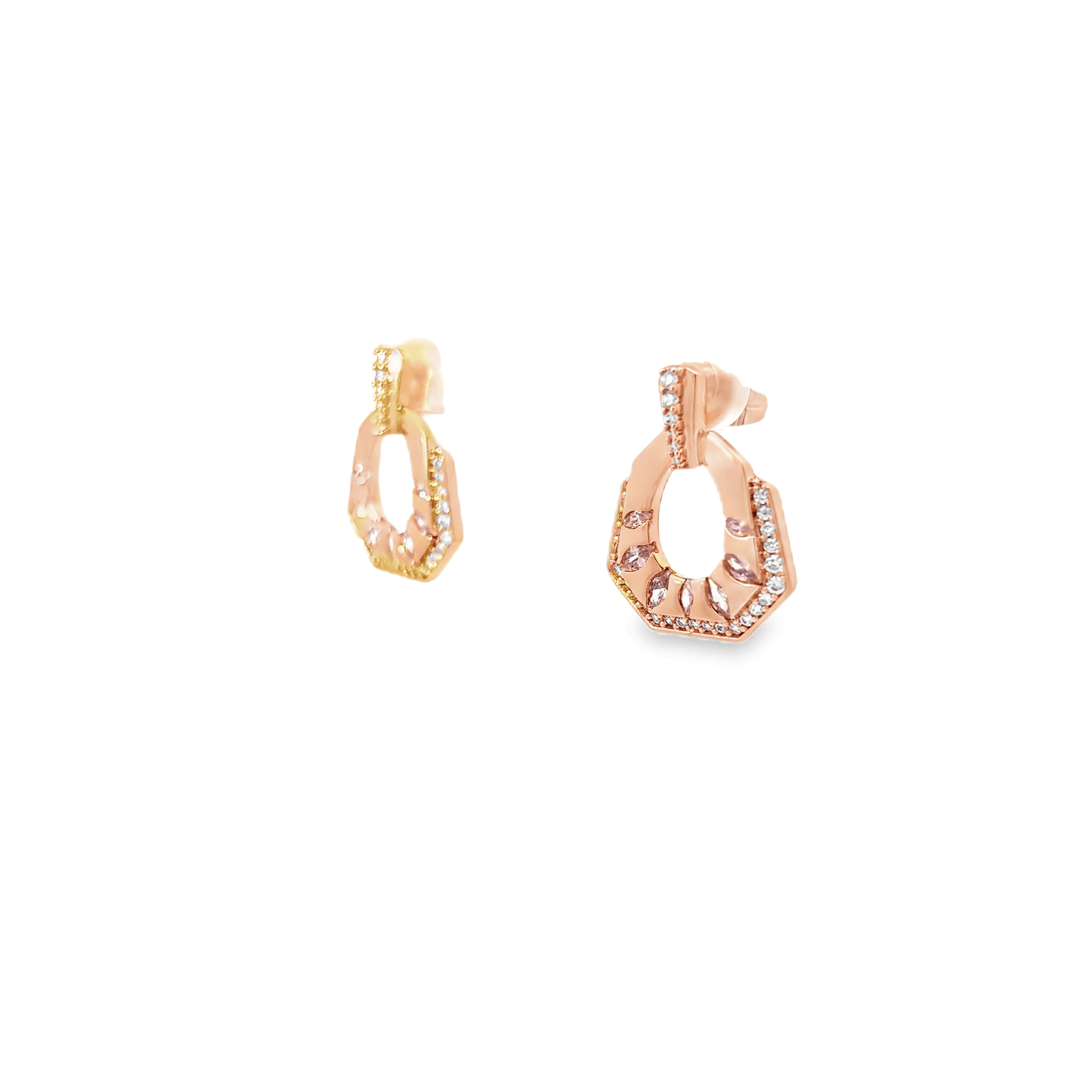 Elegant Pink Octagonal Earrings