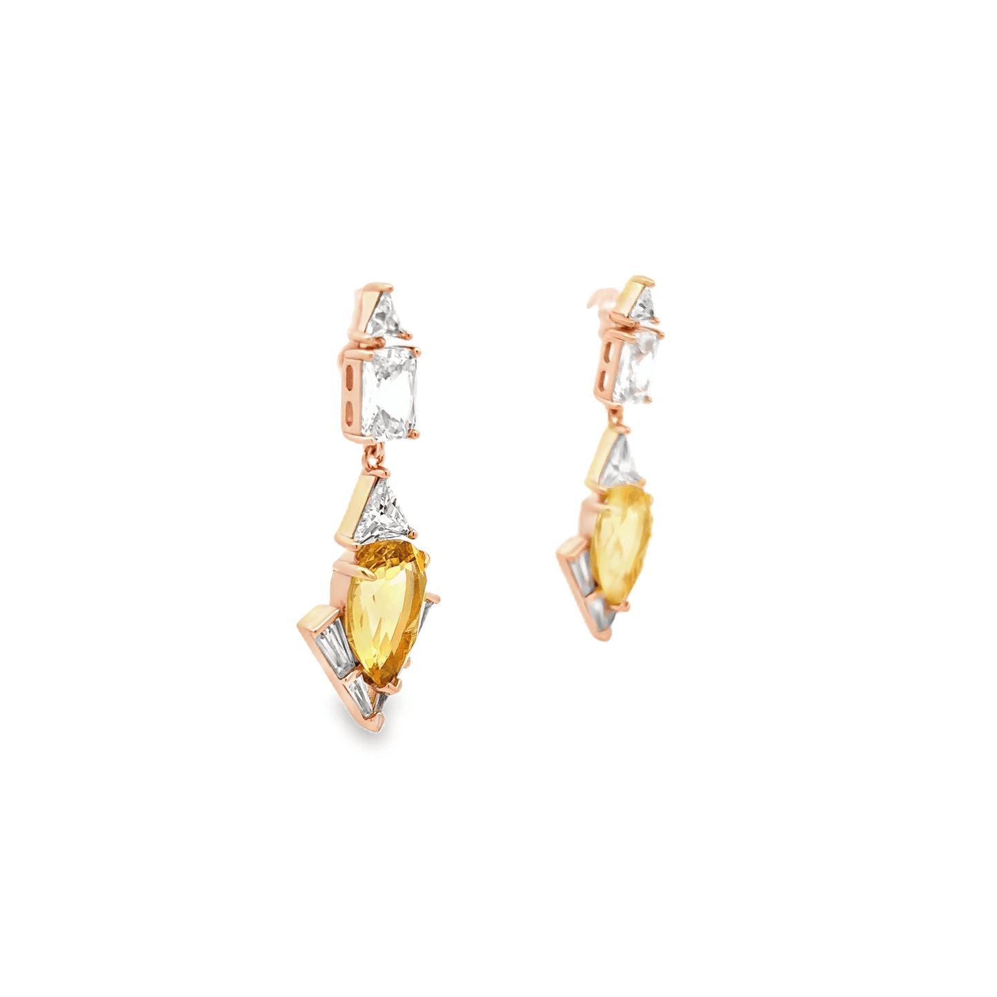 Elegant Yellow and Clear Earrings