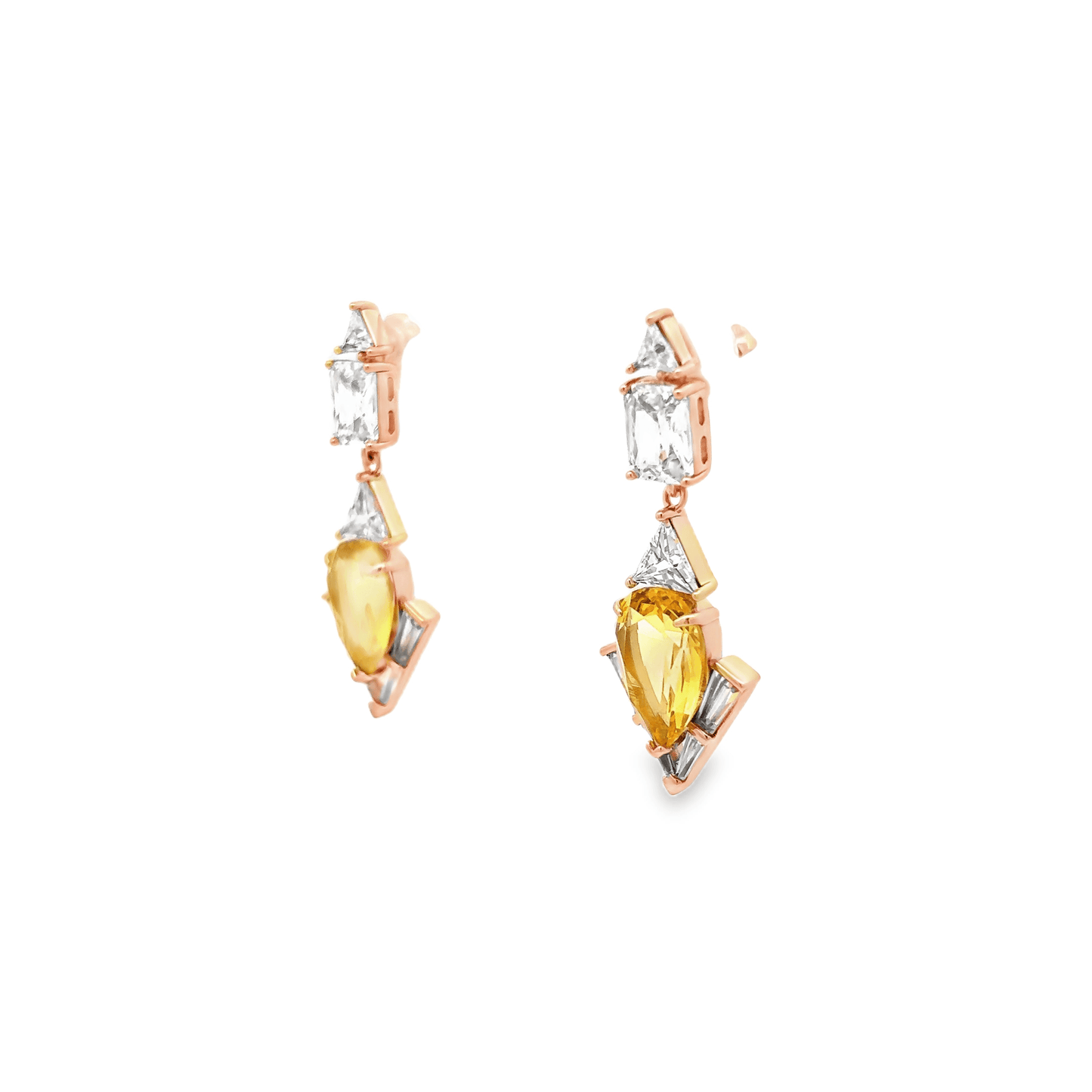 Elegant Yellow and Clear Earrings