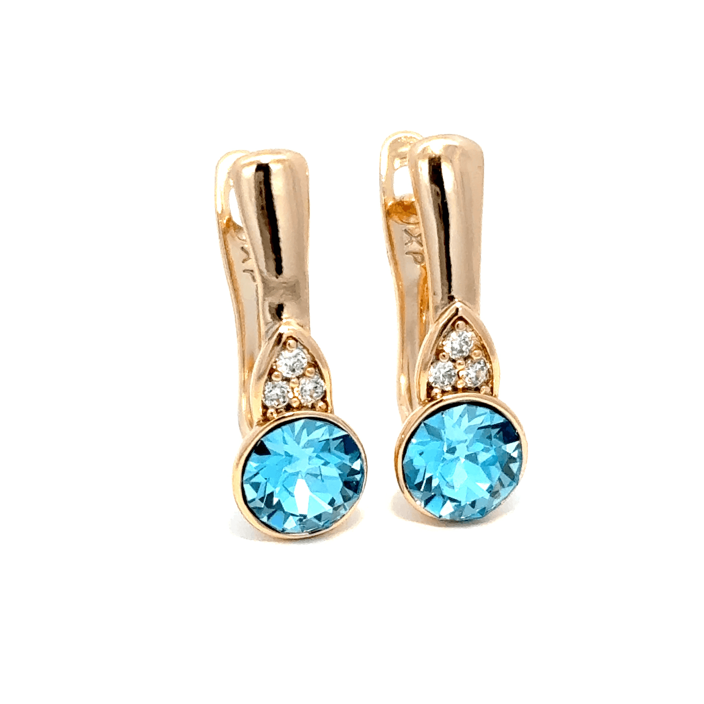 Gold Drop Earrings with Round Brilliant Topaz