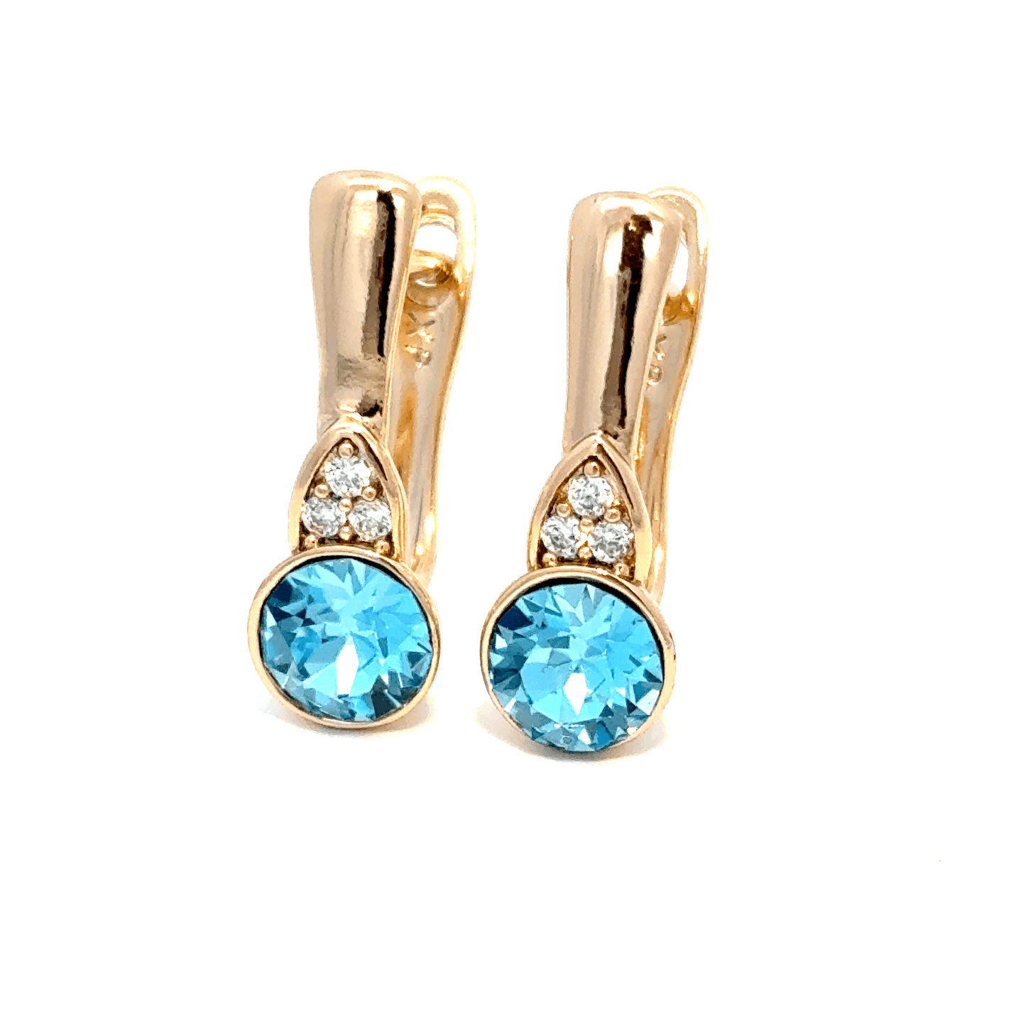 Gold Drop Earrings with Round Brilliant Topaz