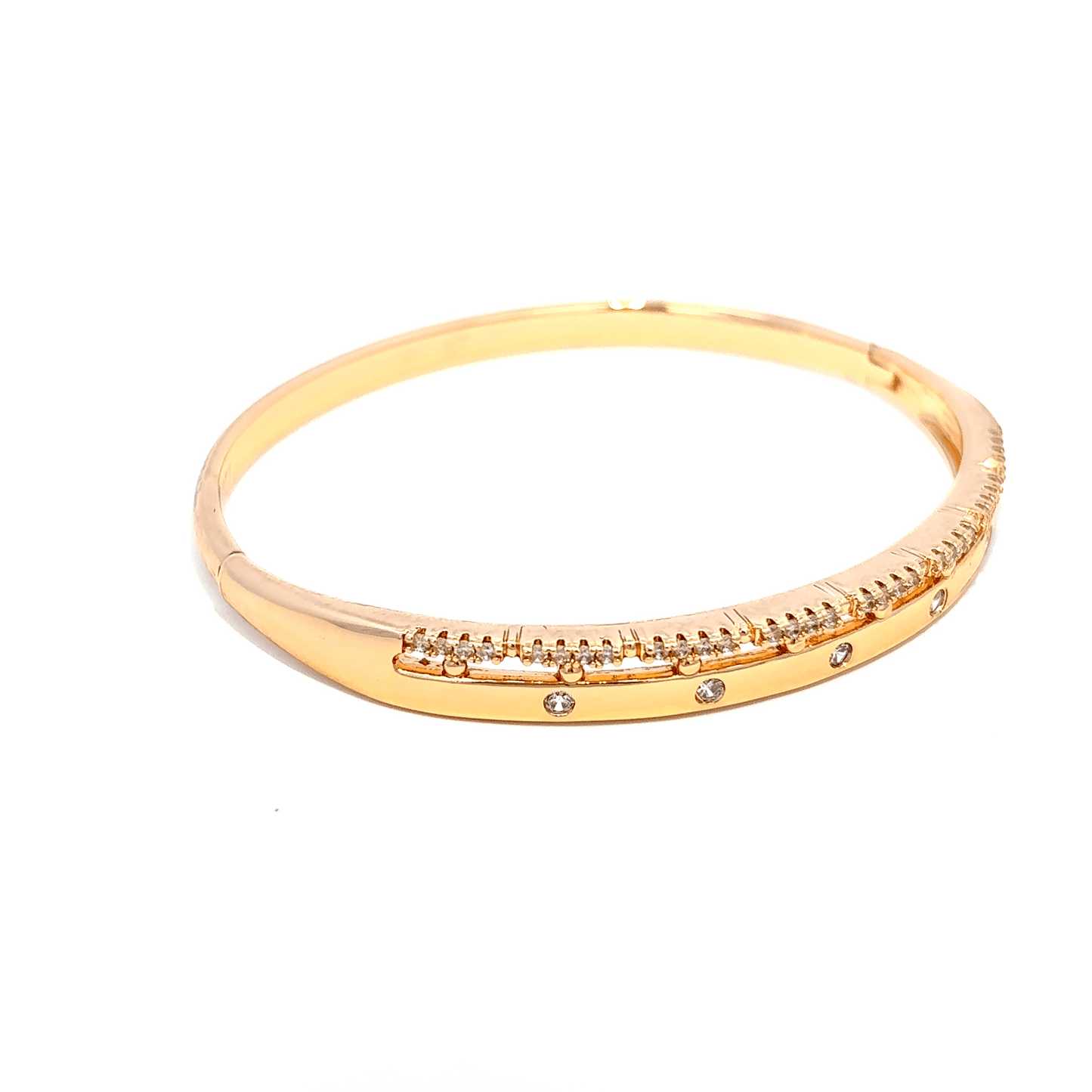 Gold Bangle with Round Brilliant Diamonds