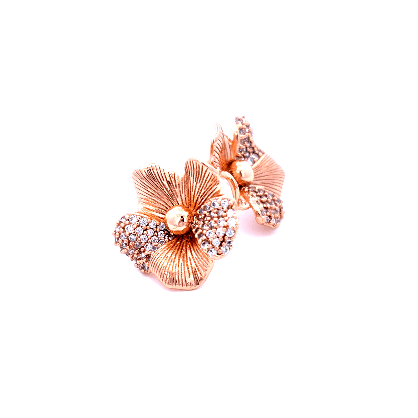 Gold Stud Earrings with Round Brilliant Cut Diamonds