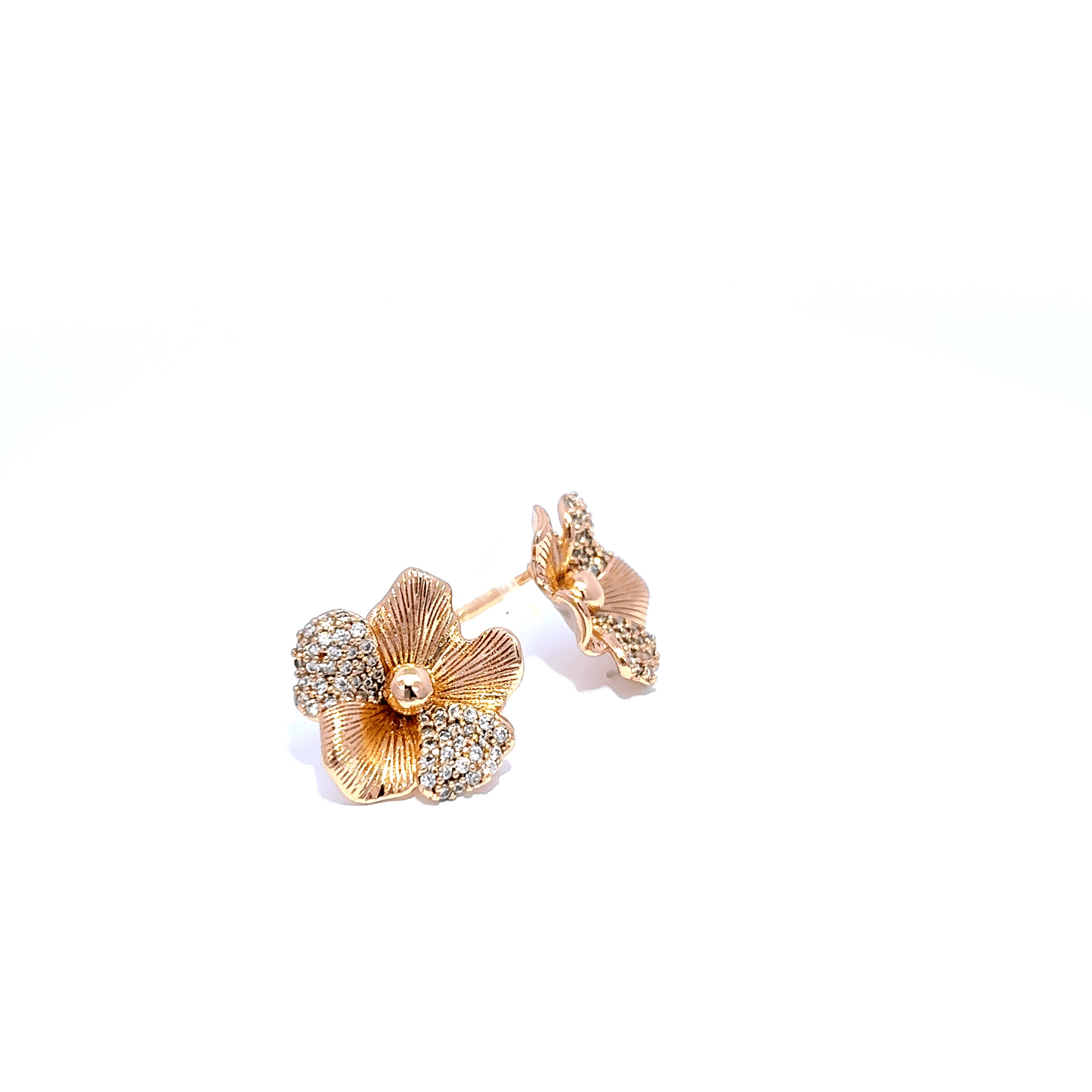 Gold Stud Earrings with Round Brilliant Cut Diamonds