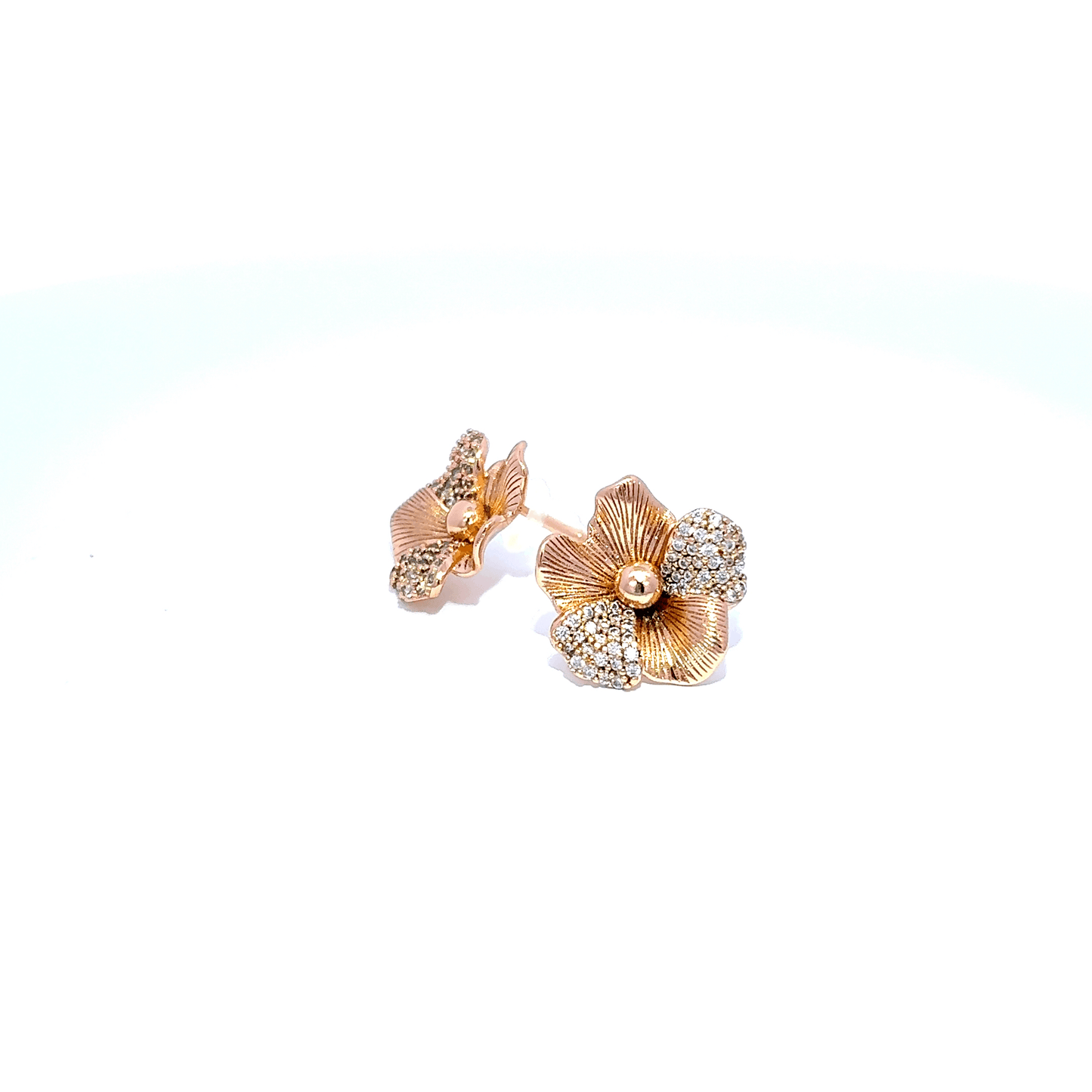 Gold Stud Earrings with Round Brilliant Cut Diamonds